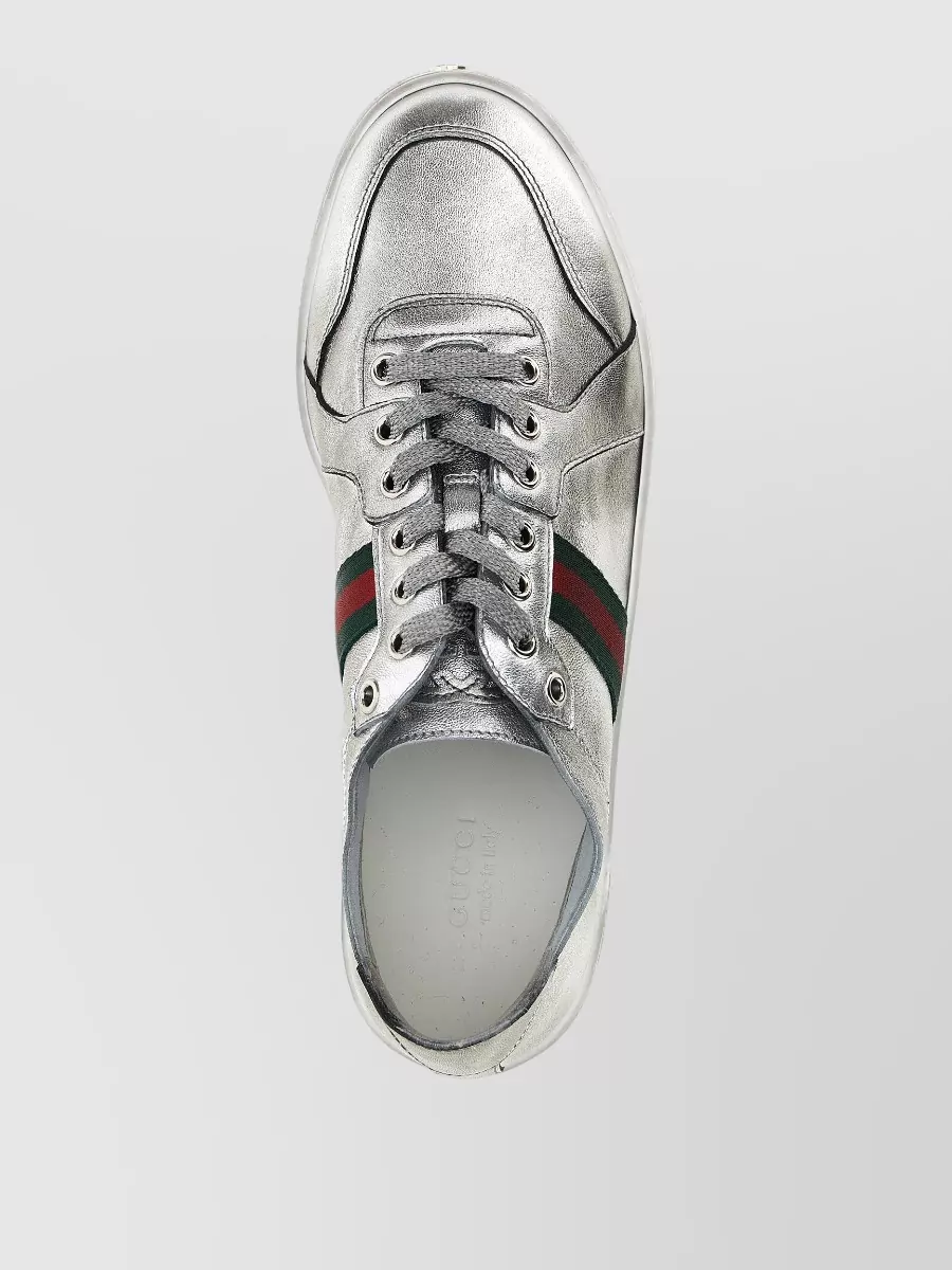 Gucci Metallic Leather Low-Top Sneakers