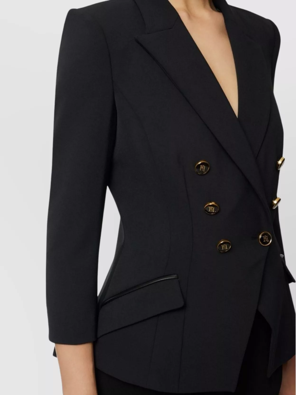 Elisabetta Franchi Tailored Blazer With Padded Shoulders And Peak Lapels