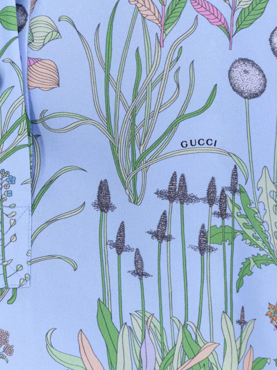 Gucci Silk Floral Print Short Sleeve Shirt