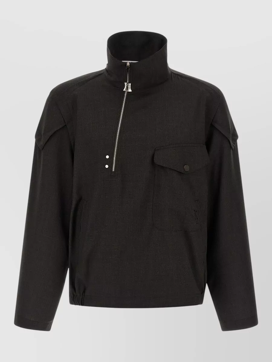 Kiko Kostadinov Virgin Wool Asymmetric Crater Neck Lightweight Jacket