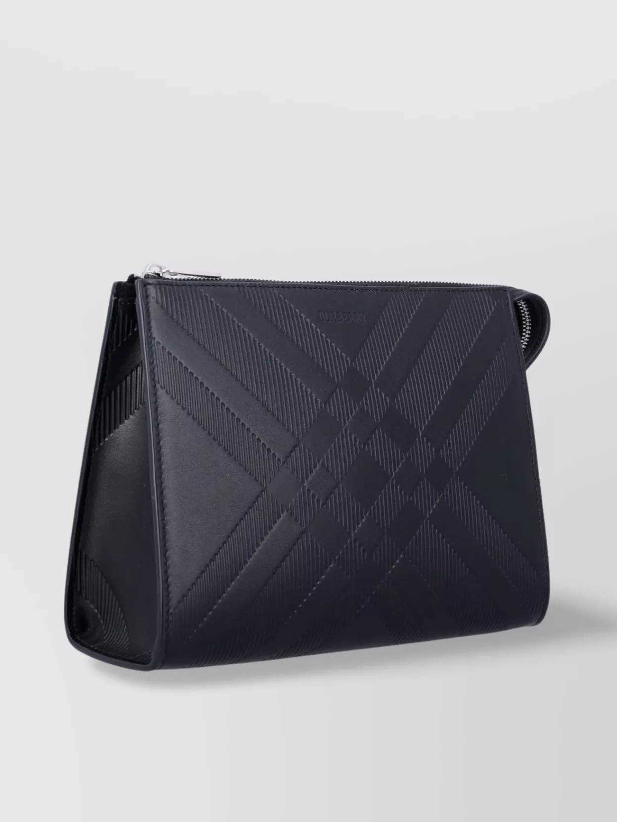 Burberry Check Leather Wrist Strap Clutch Bag