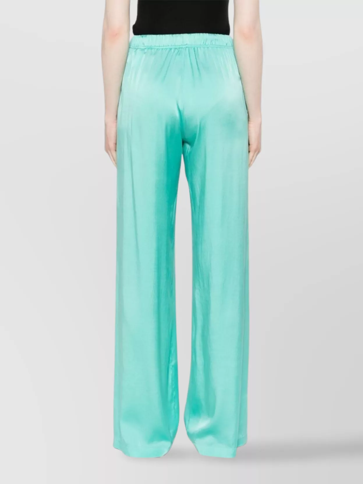Shop Forte Forte Wide Leg Silk Trousers With Satin Finish