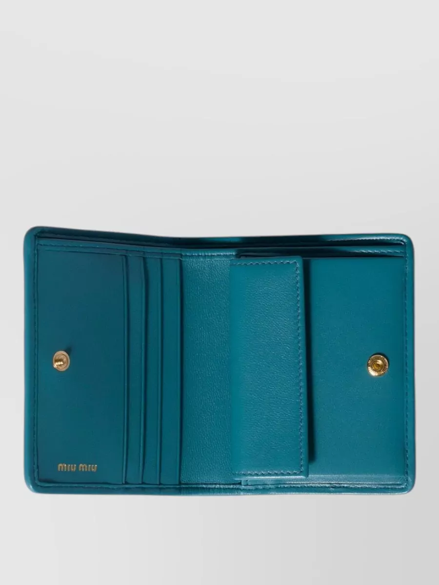 Miu Miu Small Matelasse Nappa Leather Snap Wallet