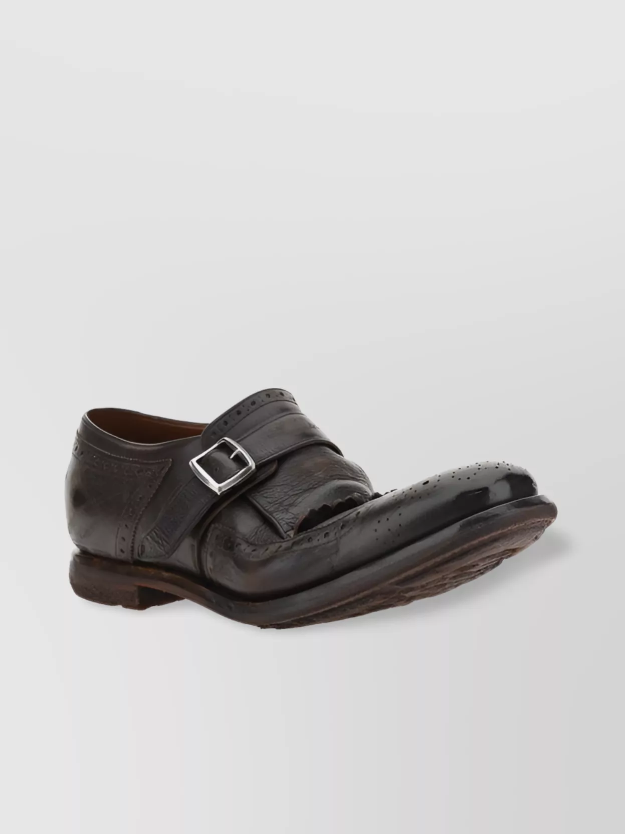 Shop Church's Almond Toe Calfskin Loafers With Gold Buckle
