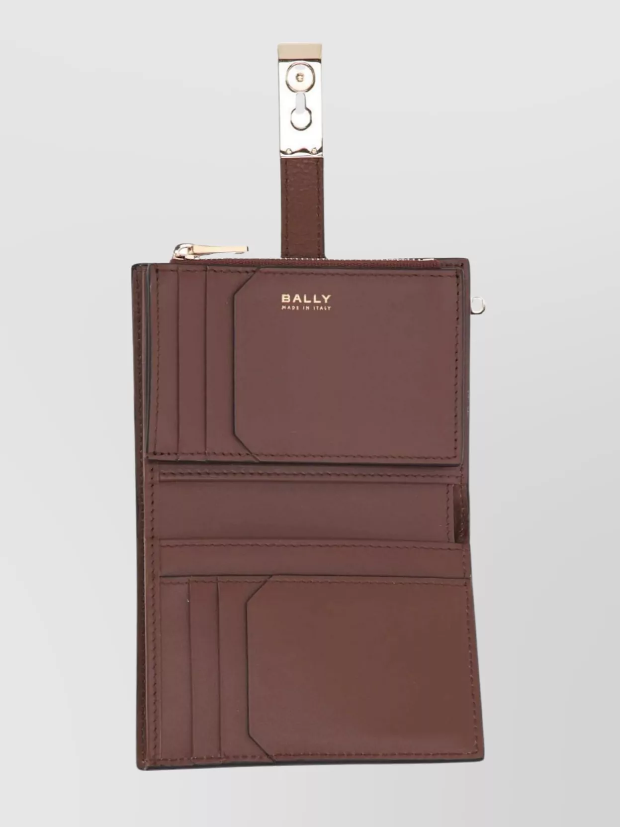 Shop Bally Textured Leather Wallet Metal Hardware