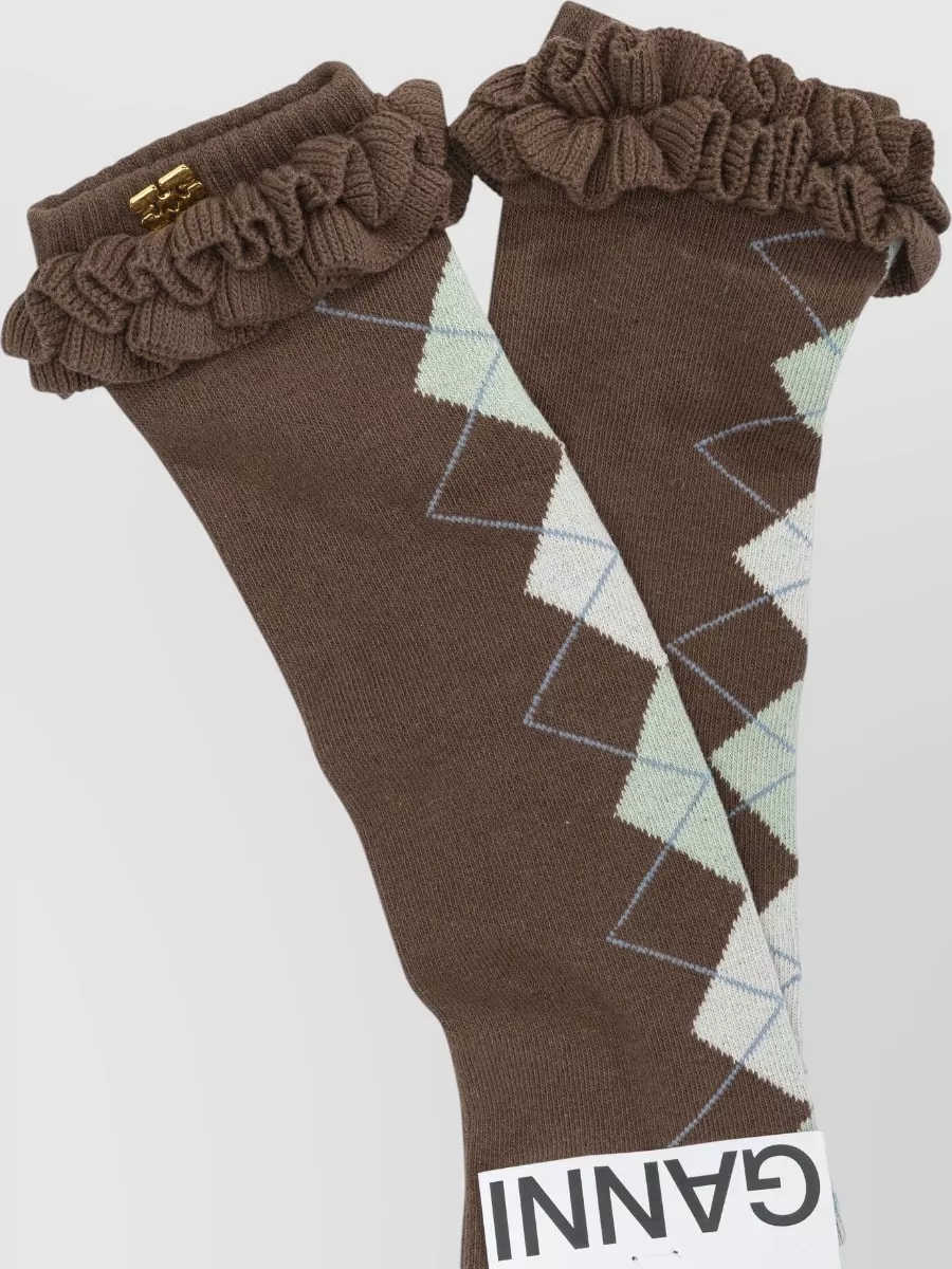 Ganni Argyle Cotton Socks