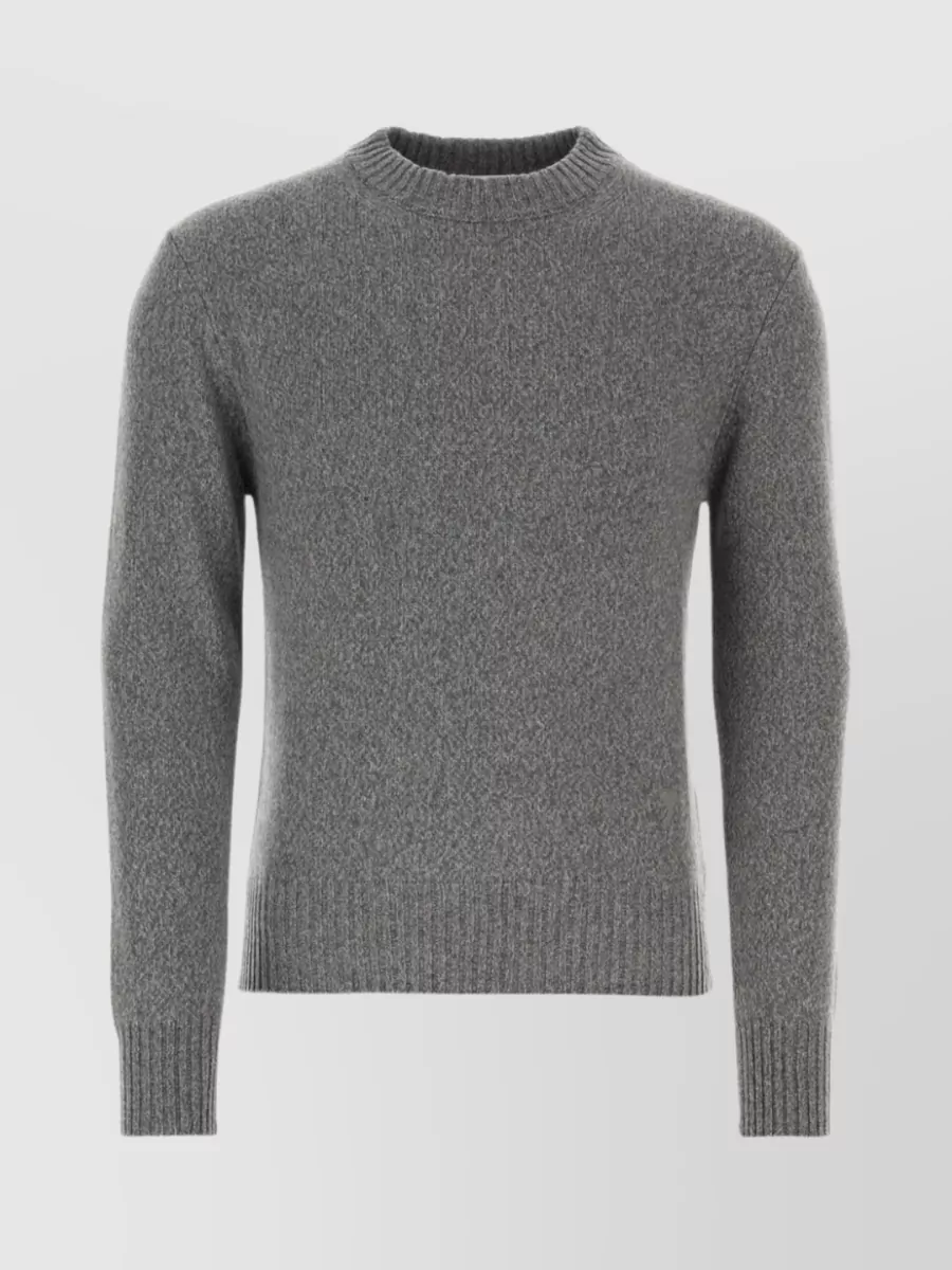 Shop Ami Alexandre Mattiussi Blend Crew-neck Sweater In Grey Melange