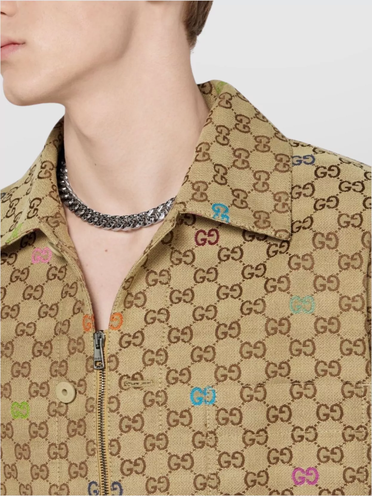 Gucci Gg Collar Jacket Multicolor Accents