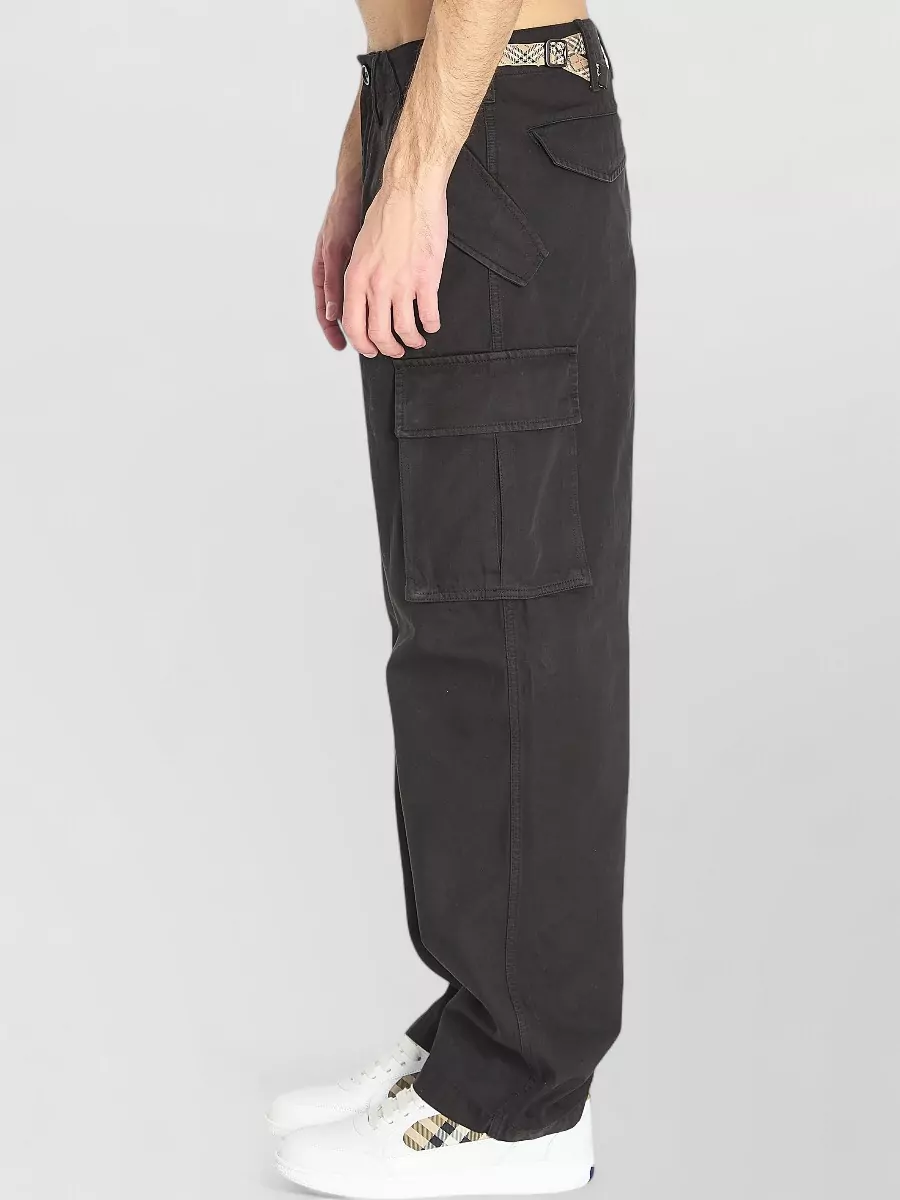 Burberry Cotton Cargo Trousers Mid Rise Wide Leg