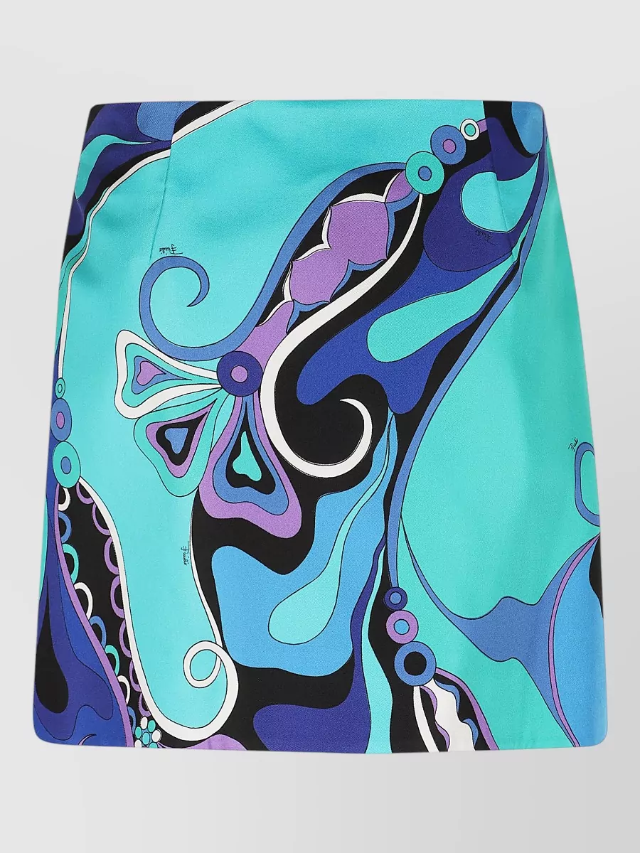 Pucci High Waist Mini Skirt Bold Print In Multi