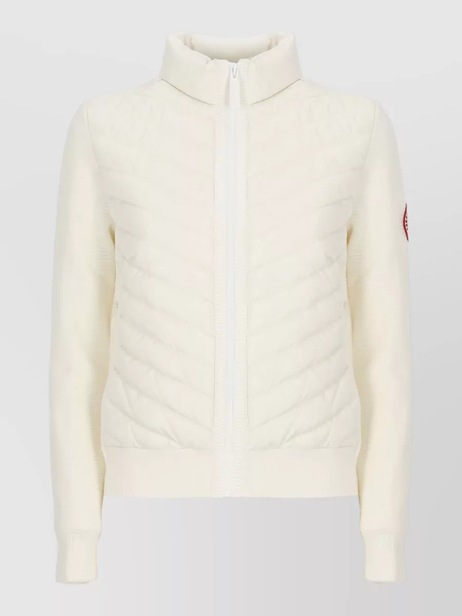 Canada Goose Quilted Padded Jacket High Neck Sleeves Zip In White