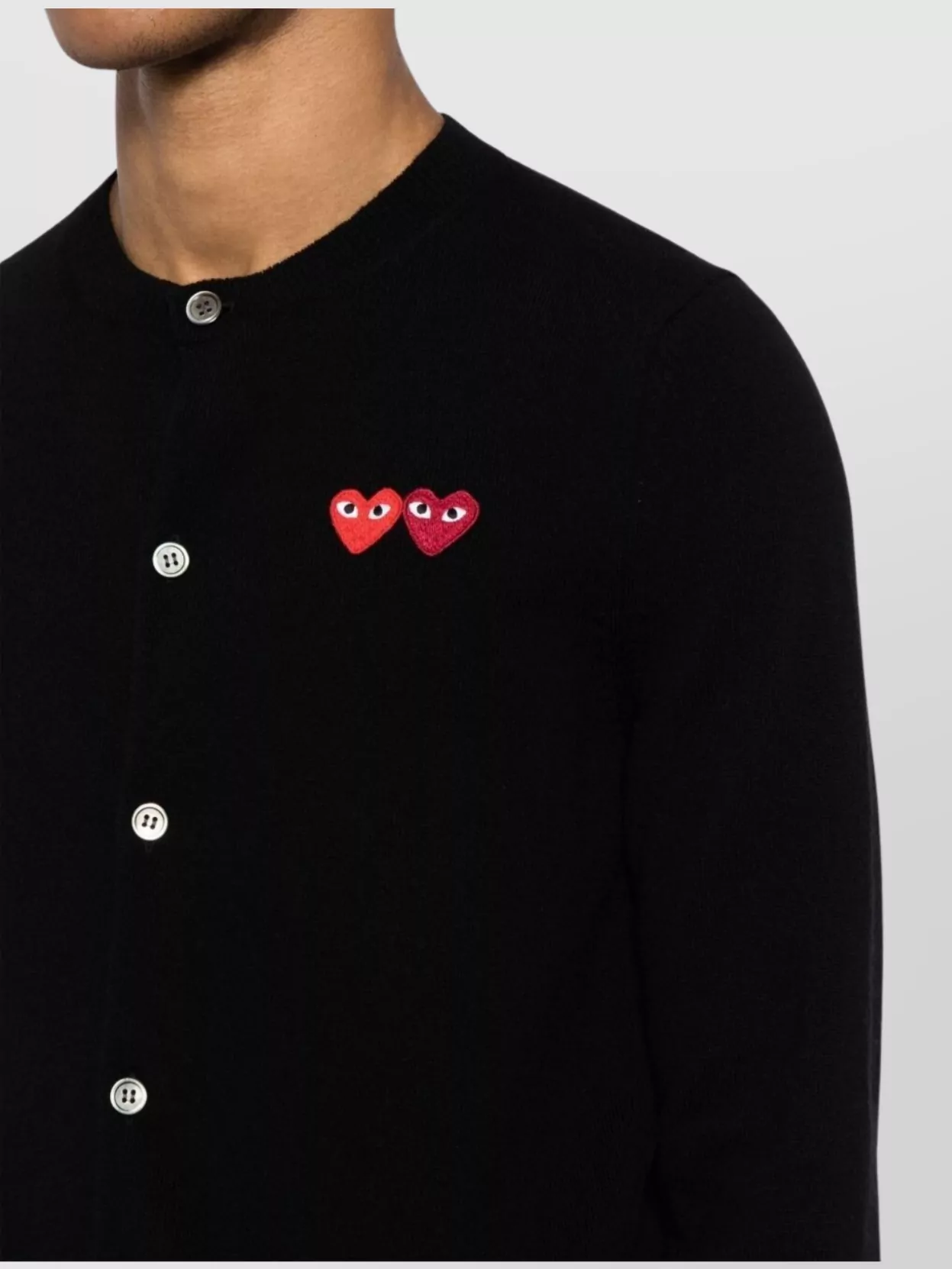 Comme Des Garçons Play Cardigan Featuring Double Heart Emblem