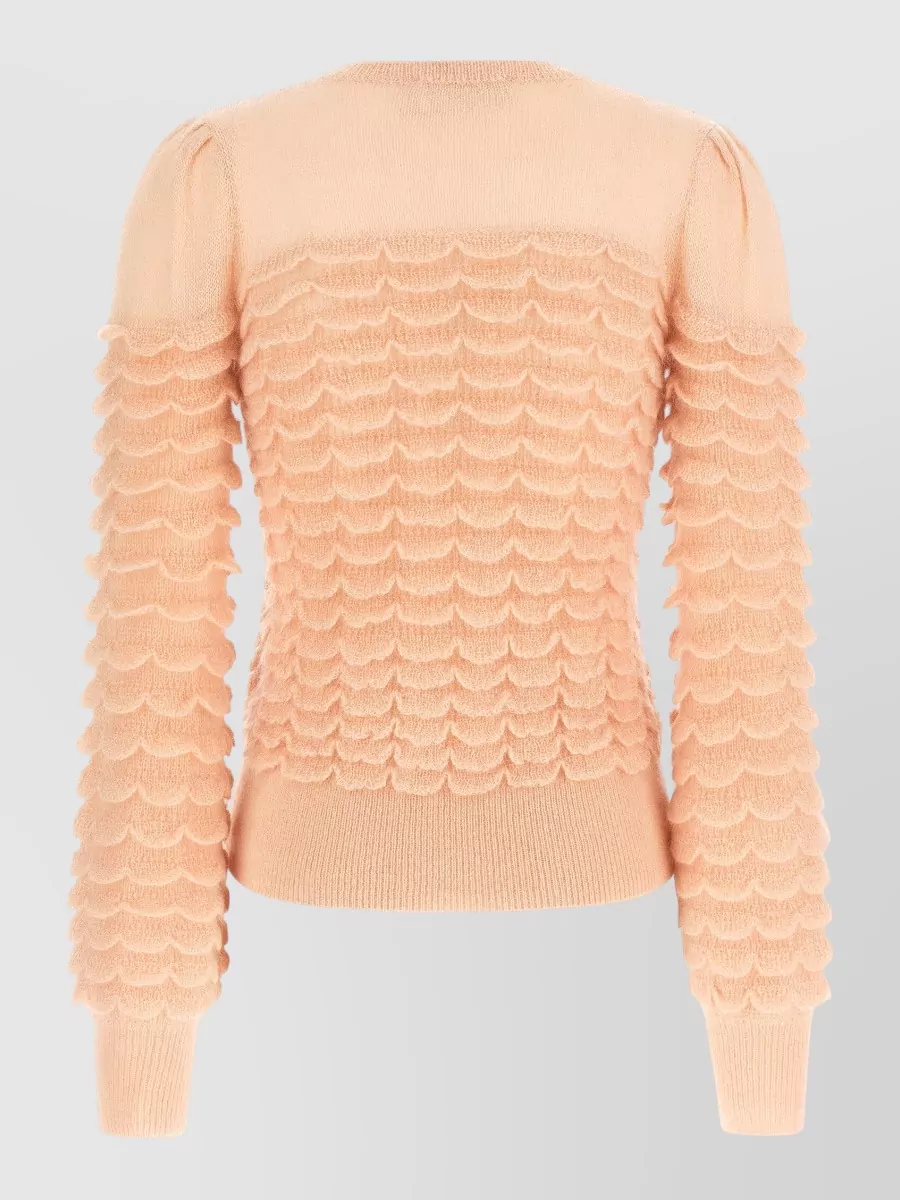 Zimmermann Mohair Blend Scalloped Crewneck Sweater