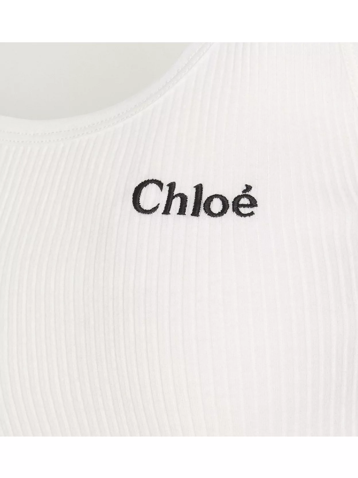 Chloé Crewneck Embroidered Logo Scoop Neckline Sleeveless Tank