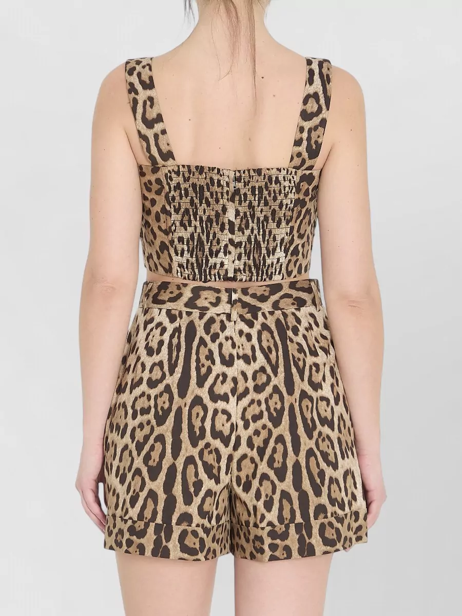 Dolce&Gabbana Leopard Print Cotton Poplin Cropped Top