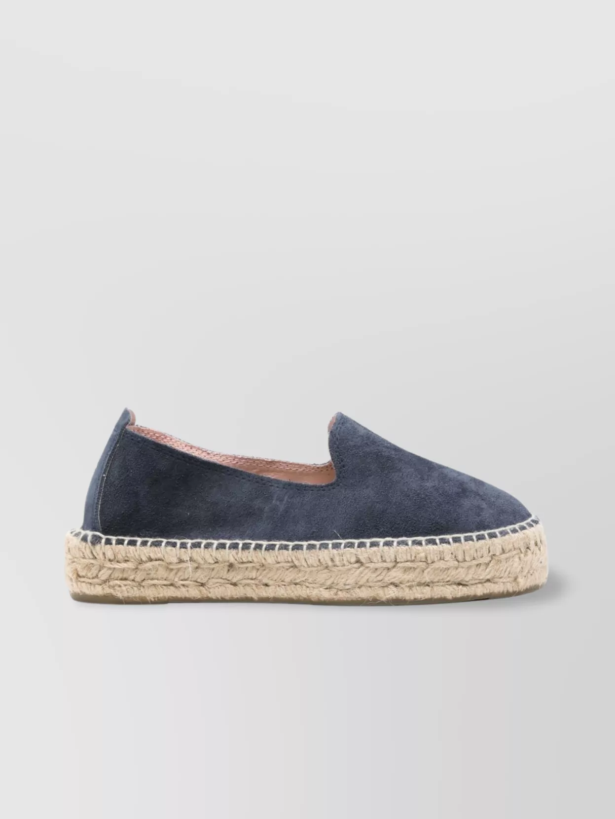 Manebi Round Toe Suede Slip-on With Espadrille Sole In Grey