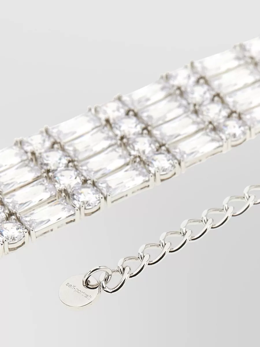 Self-Portrait Crystal Pendant Necklace Rhinestone Detail Chain