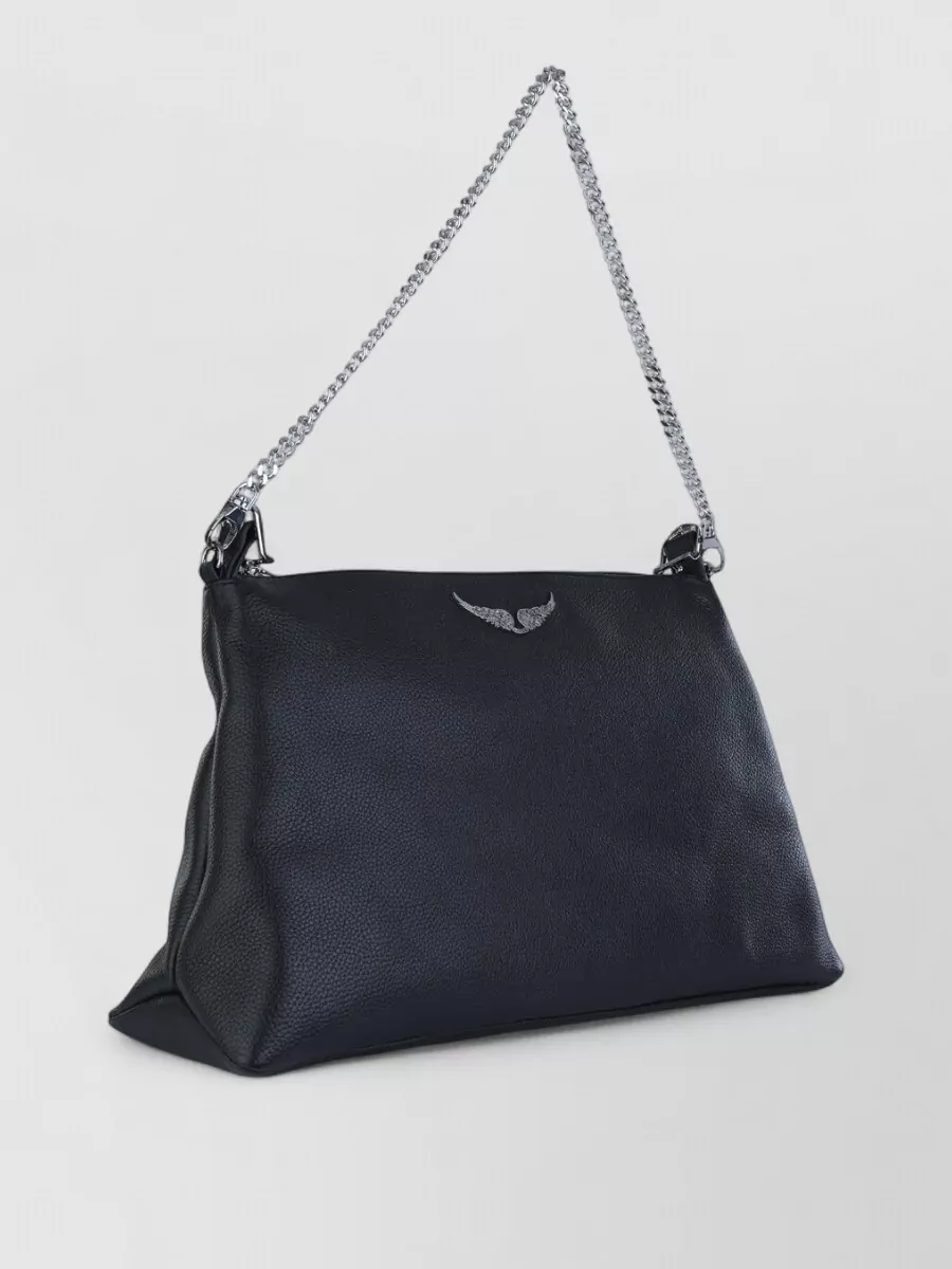 Zadig & Voltaire Shoulder Bag Adjustable Chain Strap Textured Surface