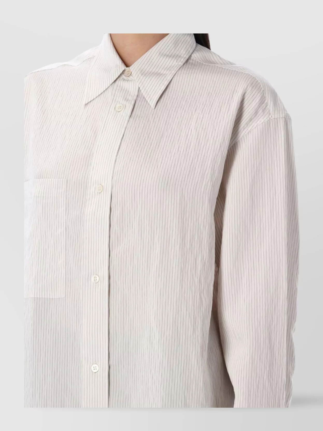 Studio Nicholson Oversized Striped Shirt Chest Pocket In White