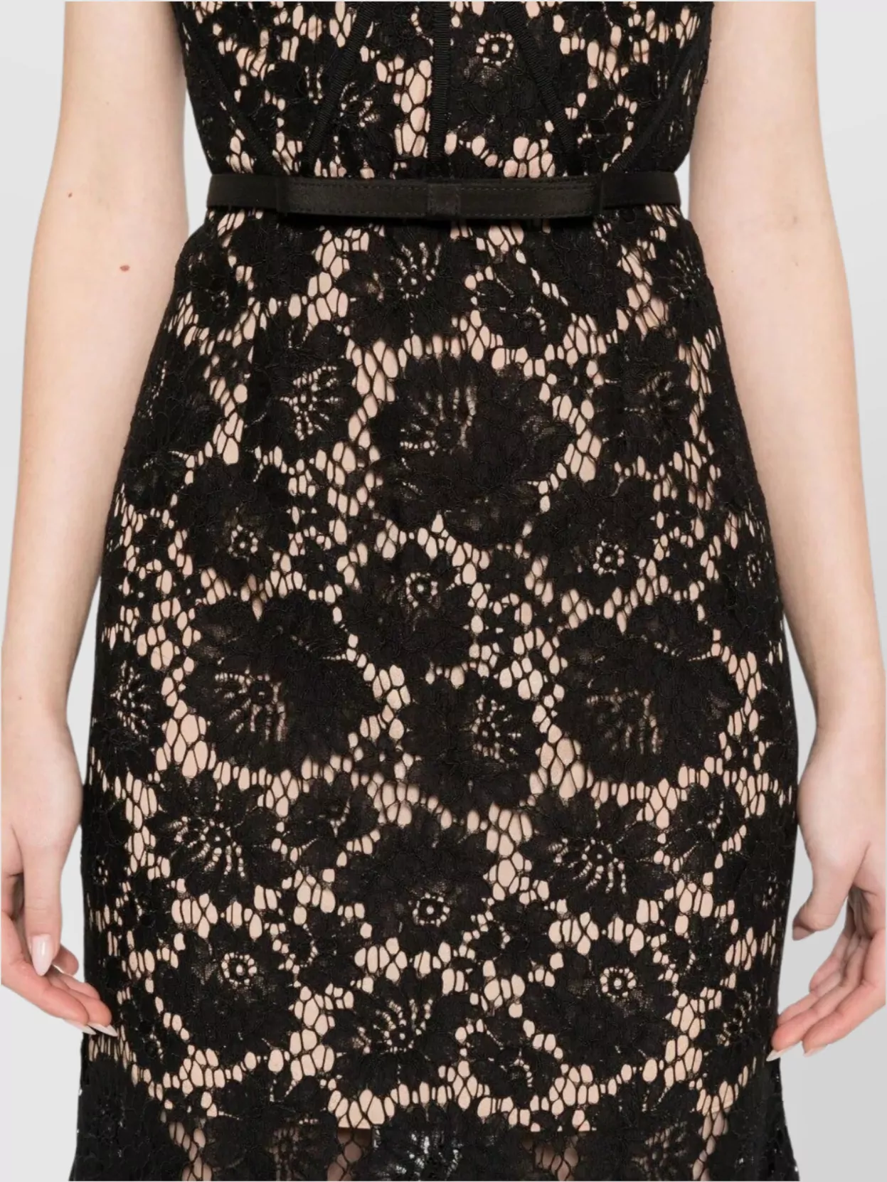 Self-portrait Black Fine Lace Midi Dress