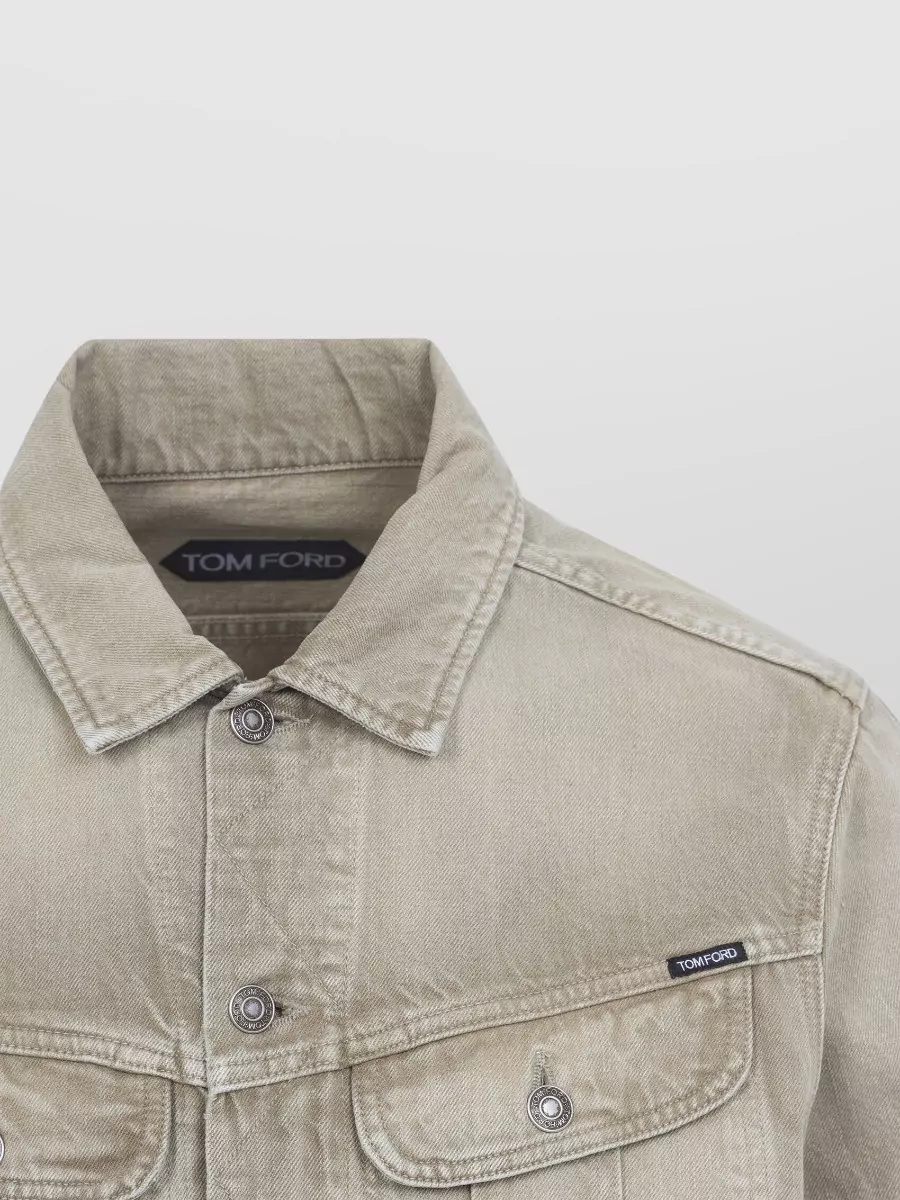 Tom Ford Denim Jacket Long Sleeves Chest Pockets Tabs