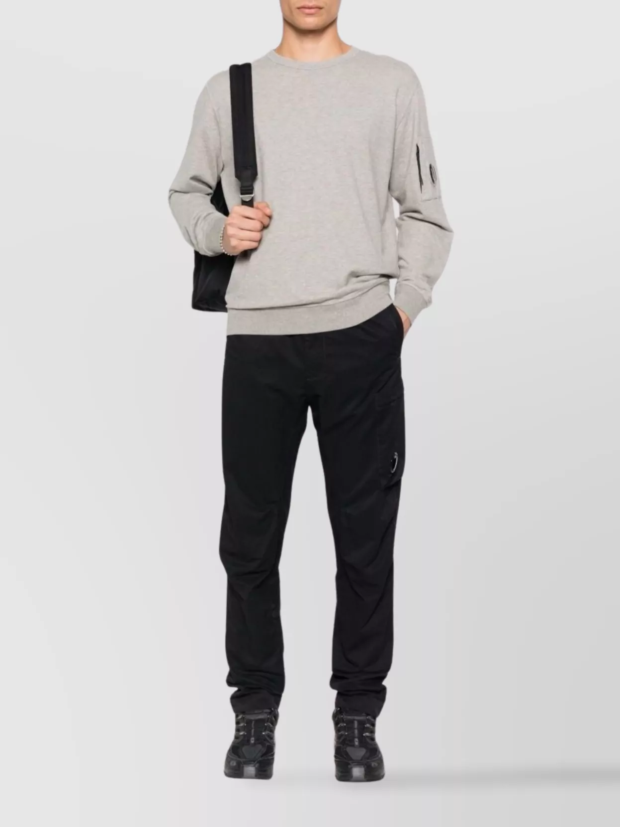 C.p. Company Cotton Sweatshirt With Crew Neck And Patches In Gray