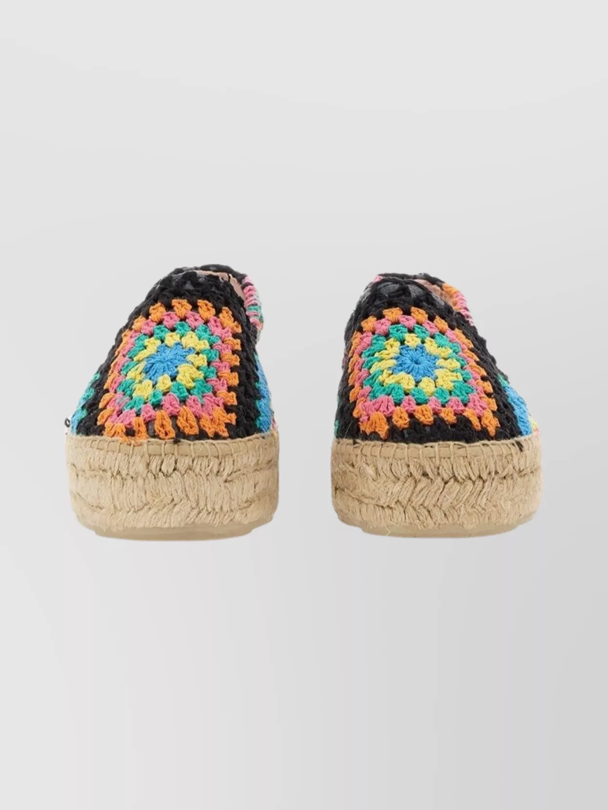 Manebi Colorful Crochet Espadrilles Jute Sole In Animal Print