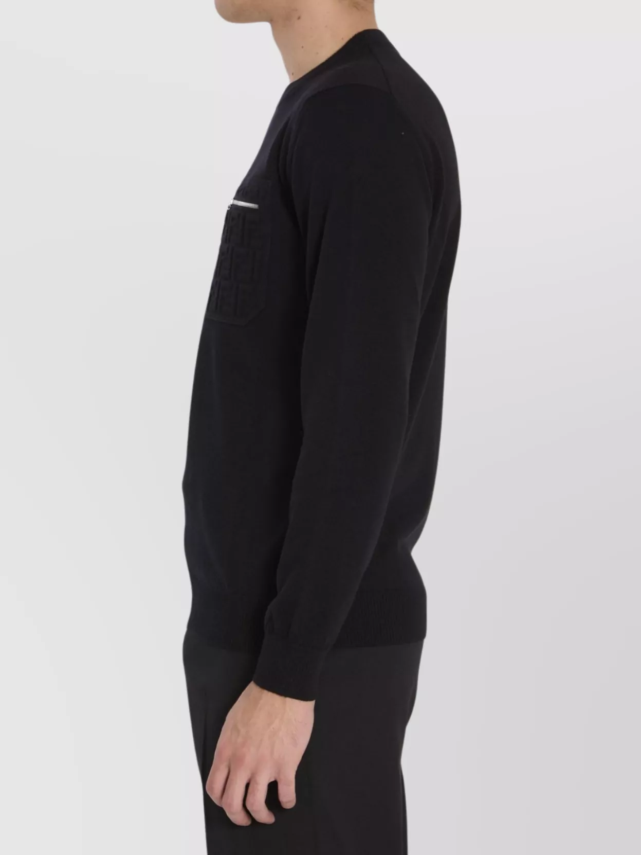 Fendi Regular Fit Wool Blend Pullover With Pockets