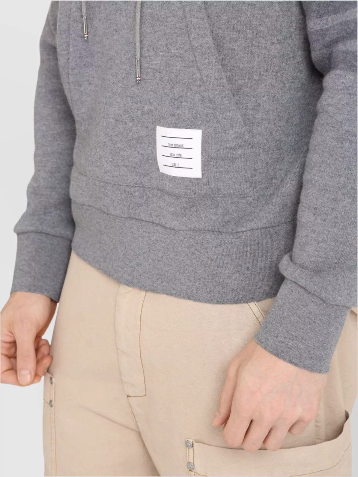 Thom Browne Striped Knit Hoodie Tricolor Detail In Gray