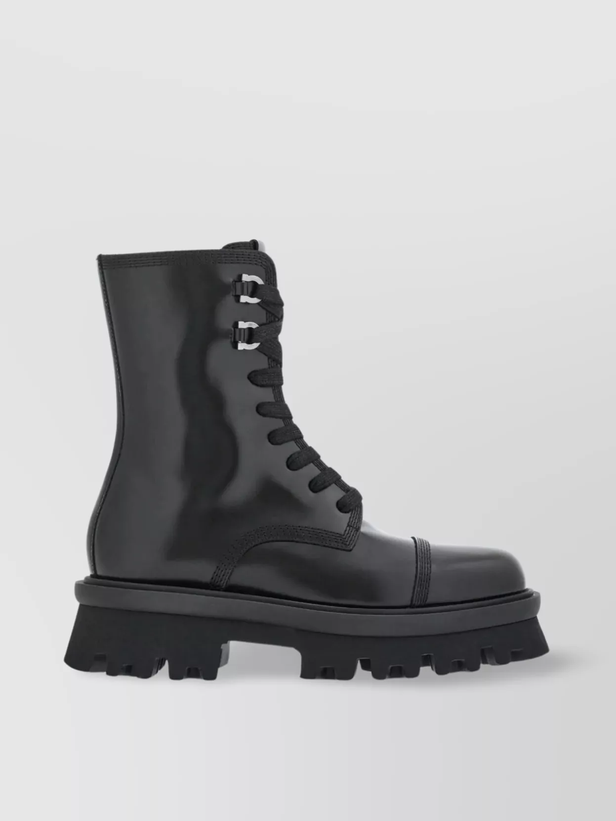 Shop Ferragamo Bold Sole Combat Boot In Black