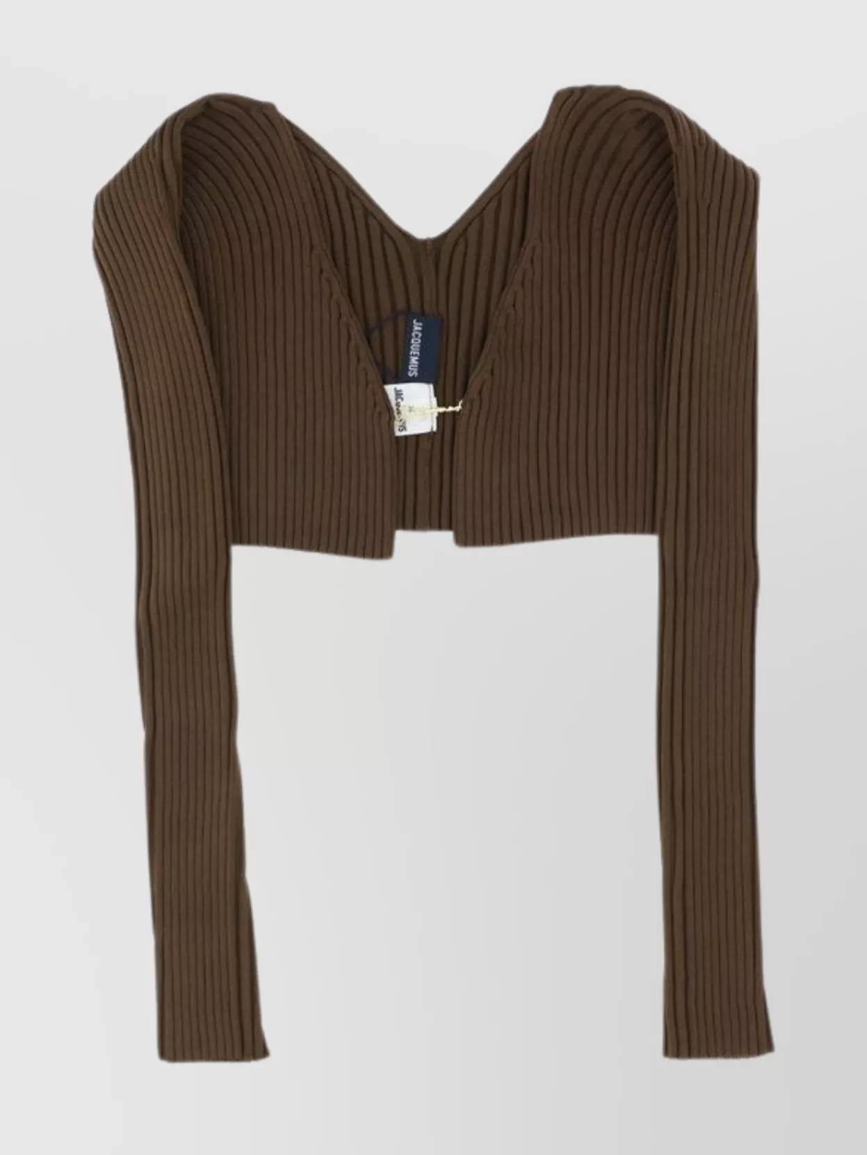Jacquemus Ribbed V Neck Cropped Knit In Brown