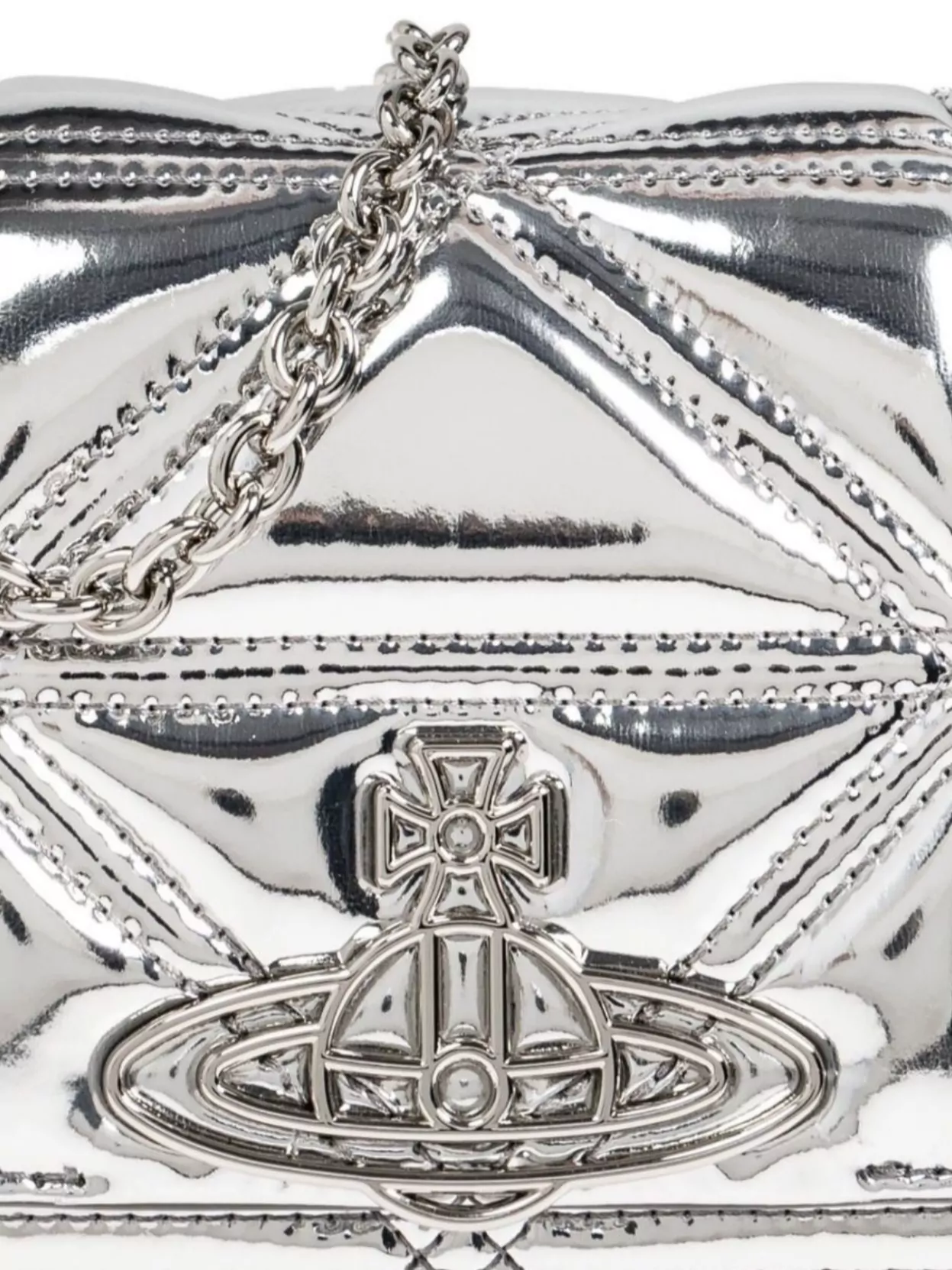 Vivienne Westwood Quilted Chain Shoulder Bag With Metallic Finish