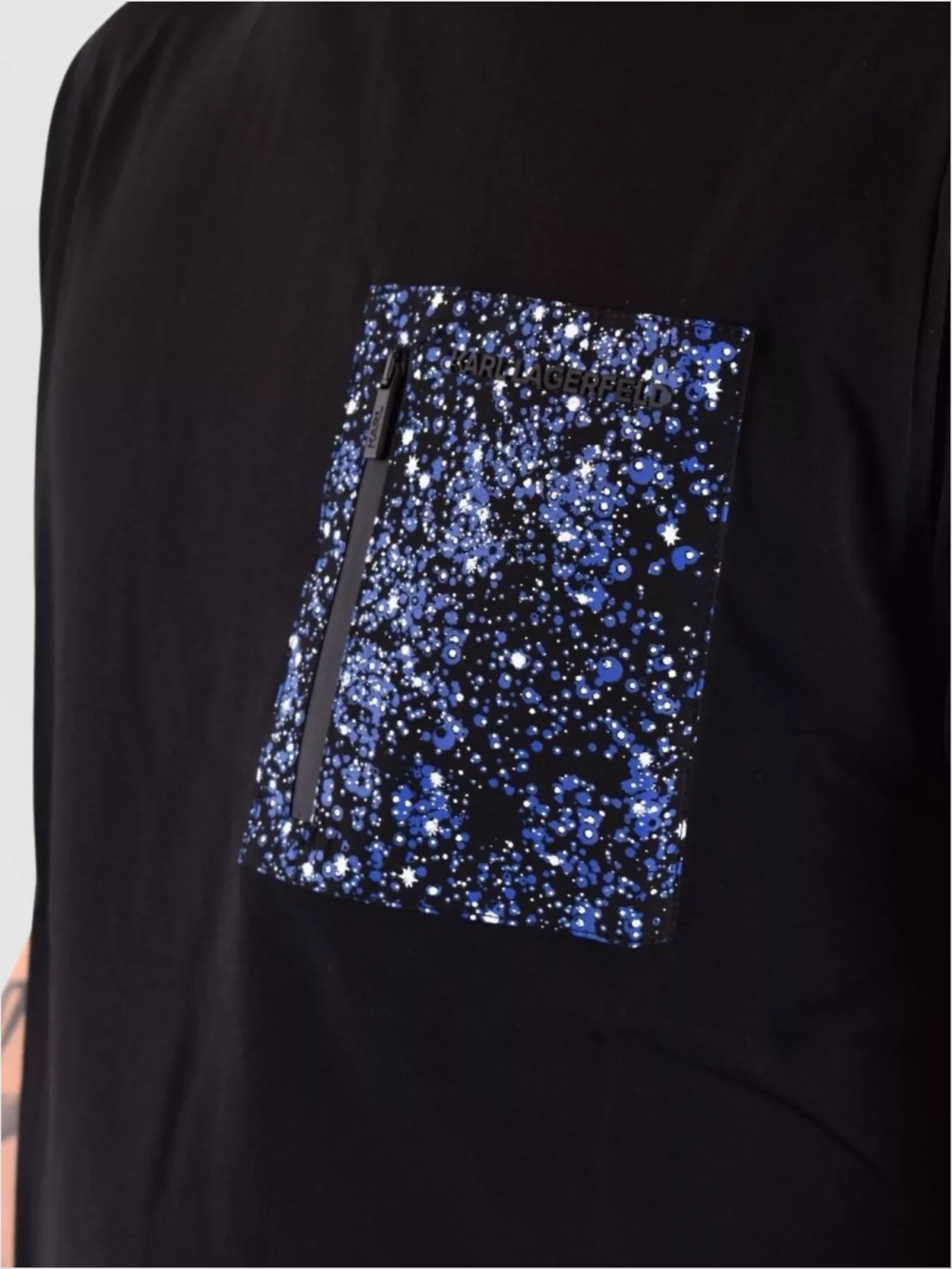 Karl Lagerfeld Pocket Graphic Print Round Neck T-Shirt