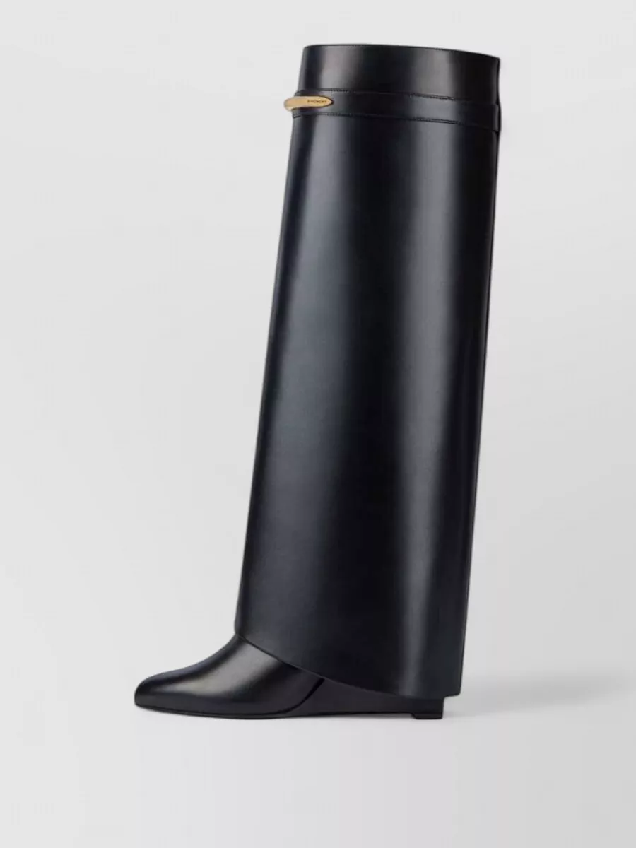 Givenchy Leather Shark Pinch Knee-High Wedge Boots