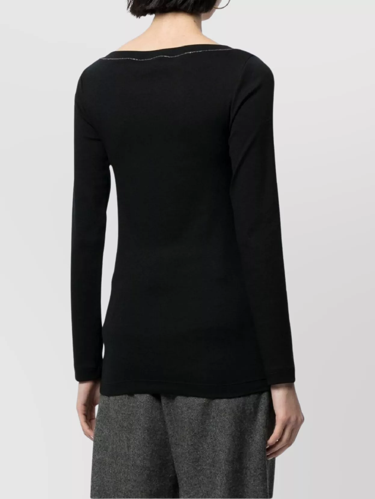 Brunello Cucinelli V-Neck Ribbed Knitwear Contrast Stitching