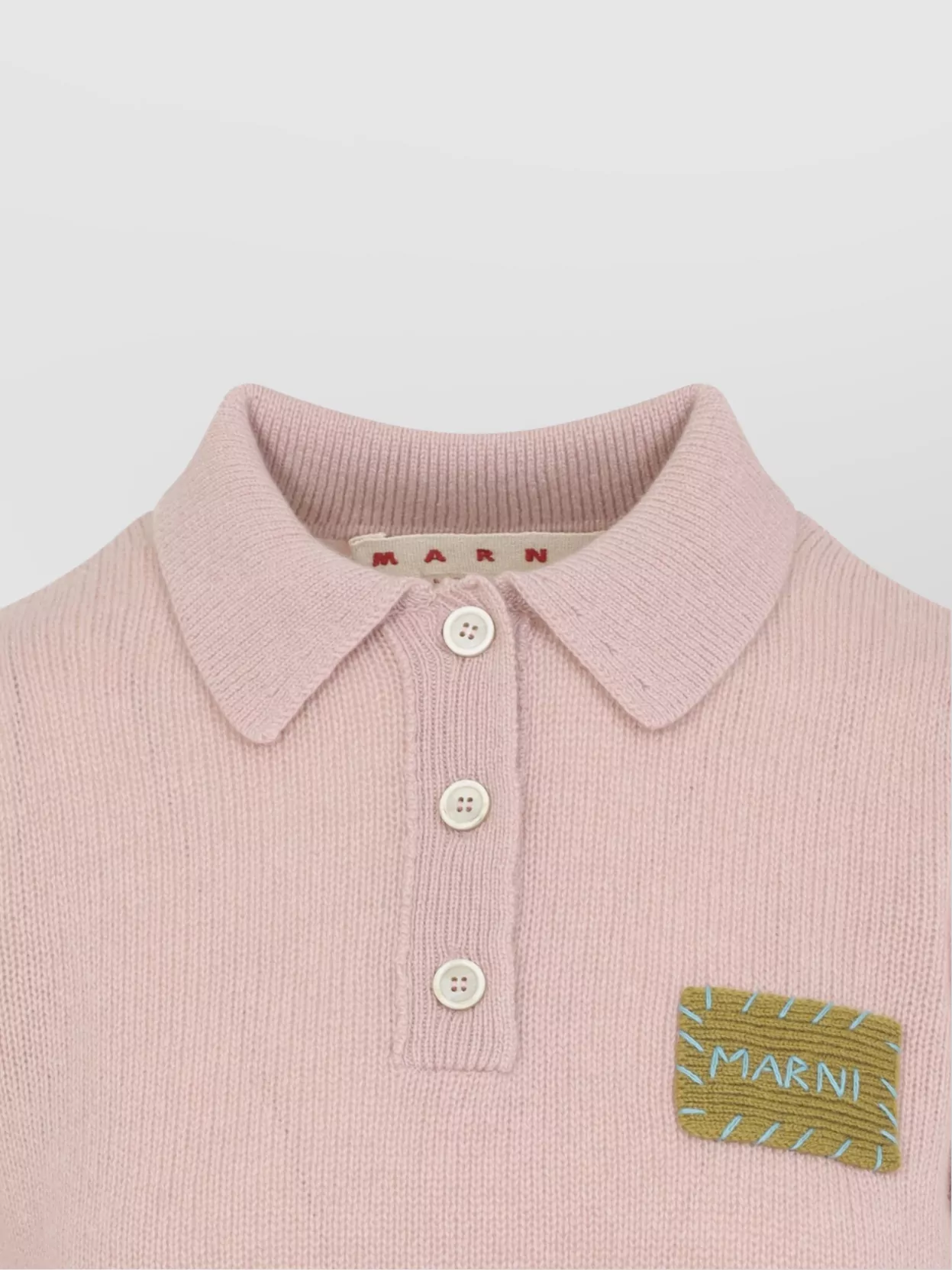 Marni Collared Top With Ribbed Cuffs And Hem In Pink