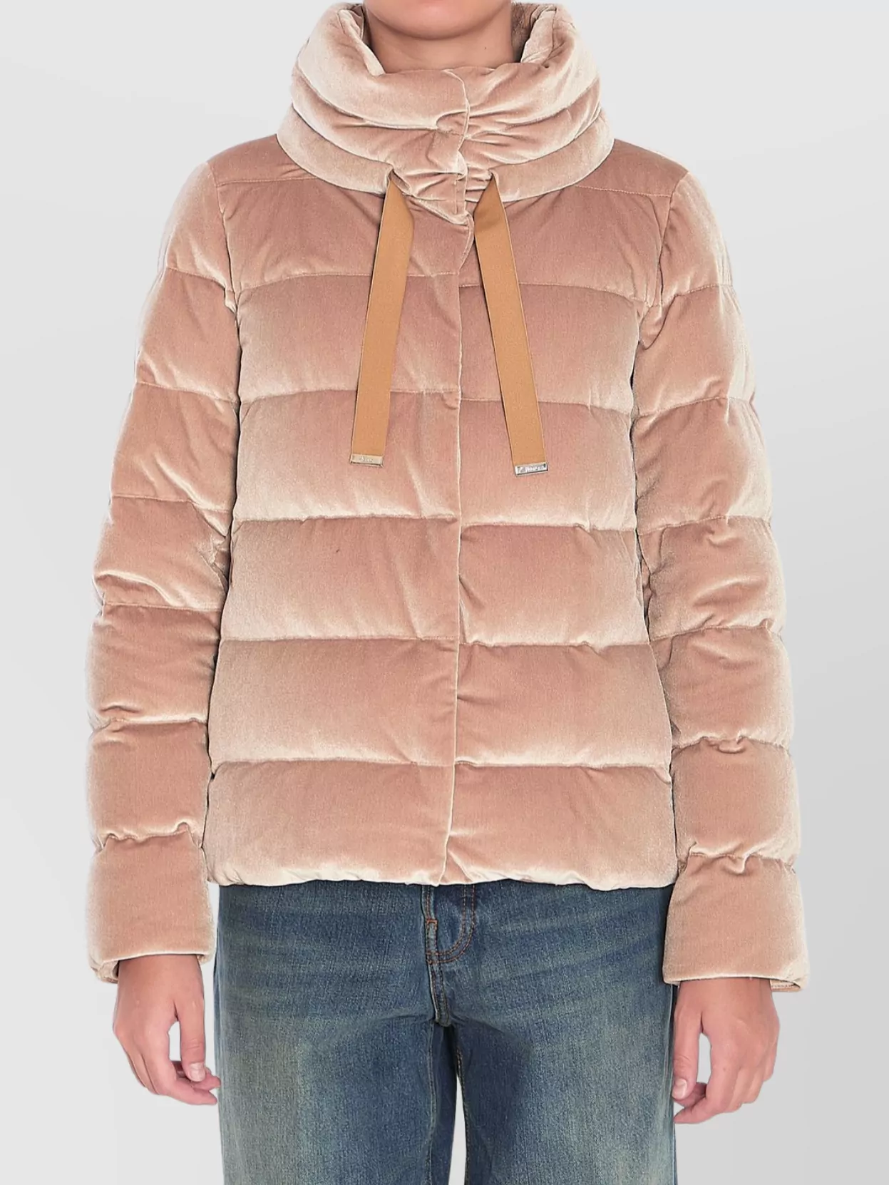 Herno Drawstring Detail Velvet-effect Jacket In Pink