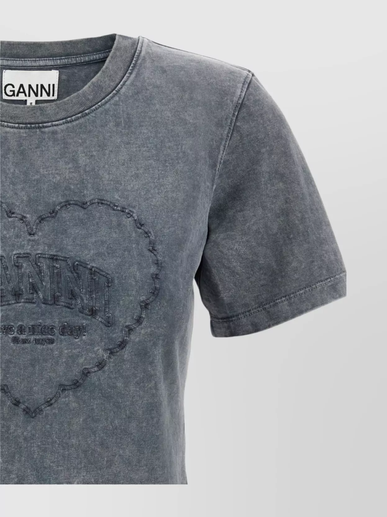 Ganni Heart Motif Crew Neck T-Shirt