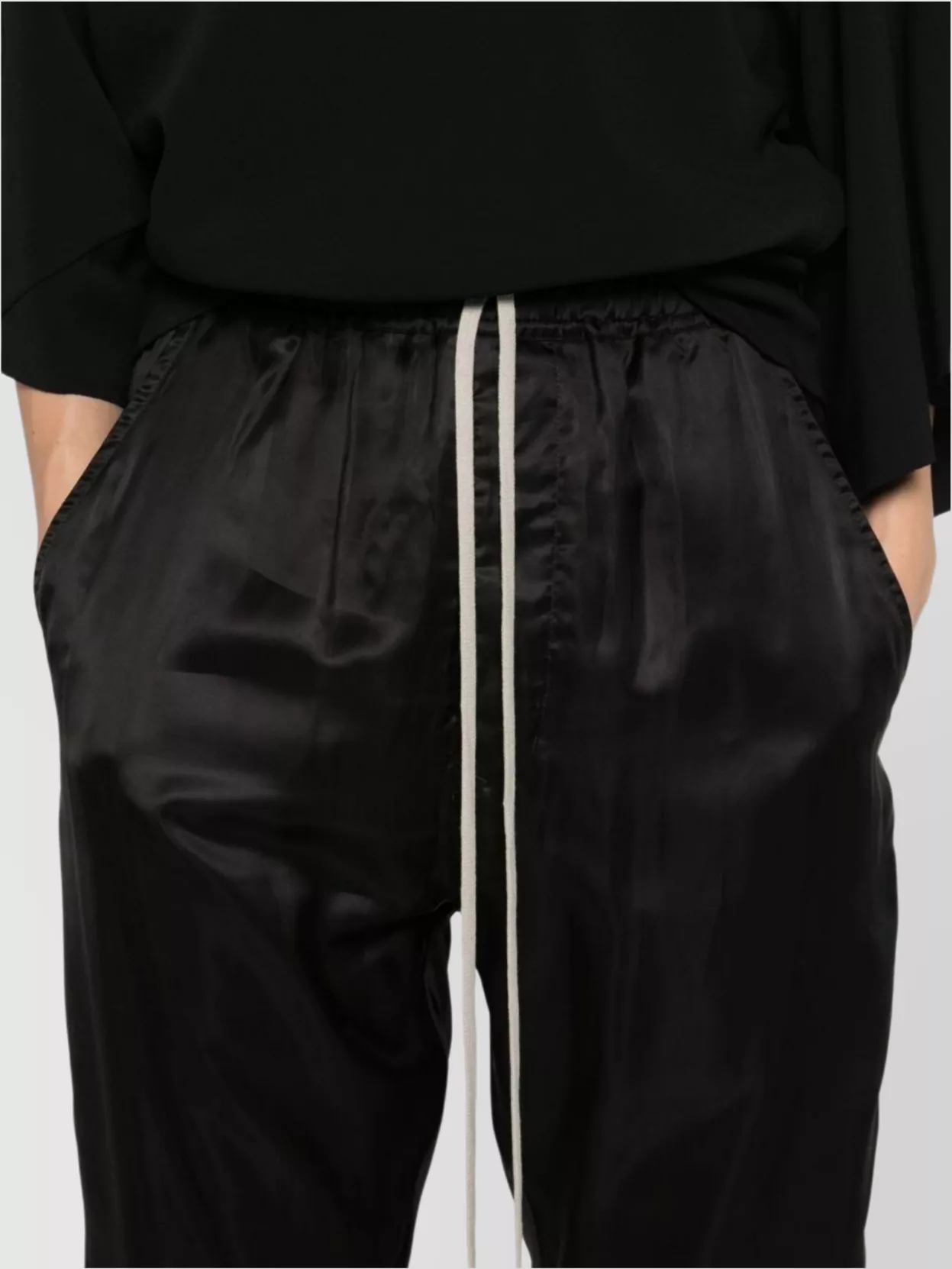 Rick Owens Cupro Twill Track Pants With Dropped Crotch