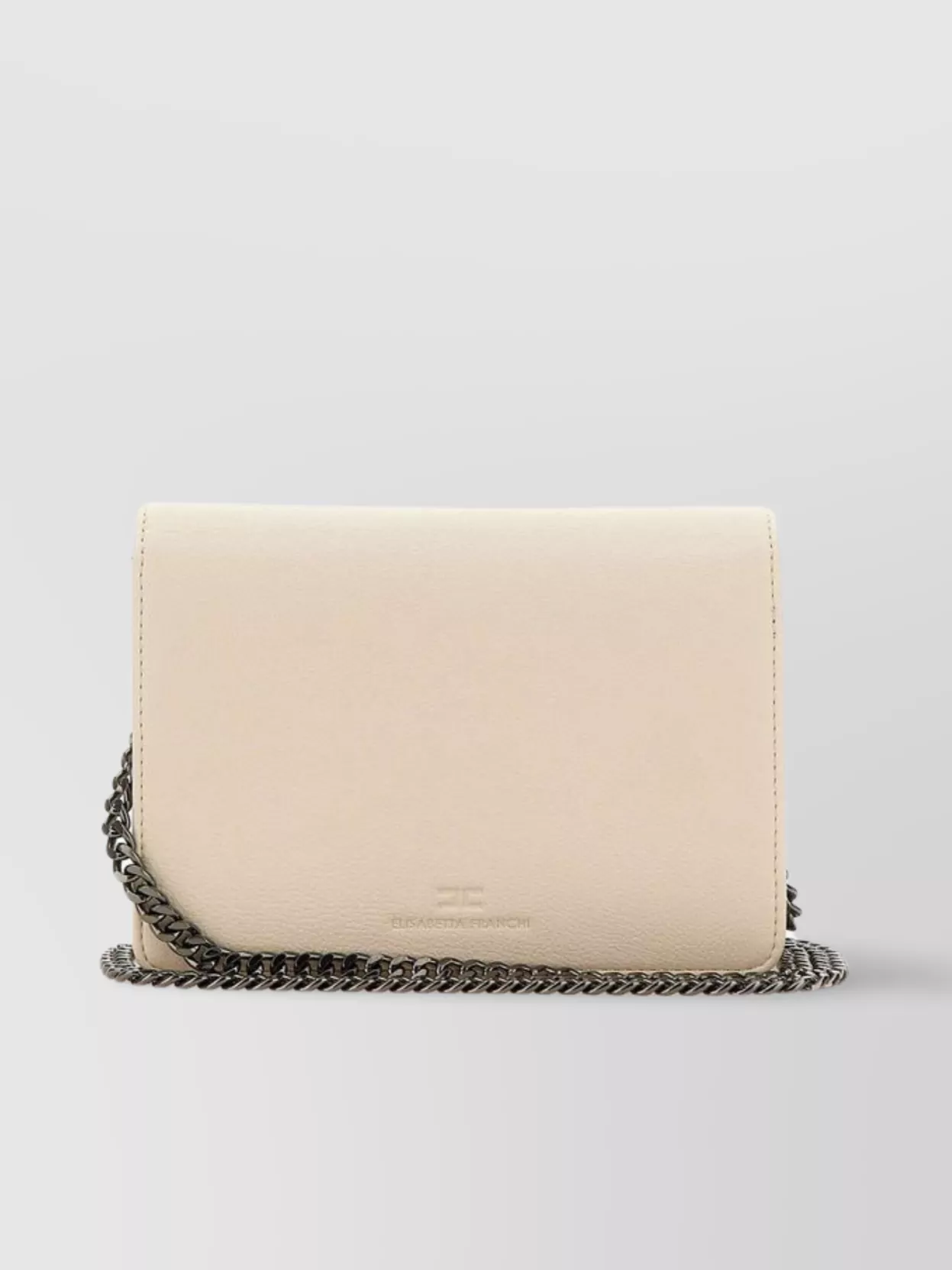 Shop Elisabetta Franchi Metallic Chain Vegan Leather Shoulder Bag