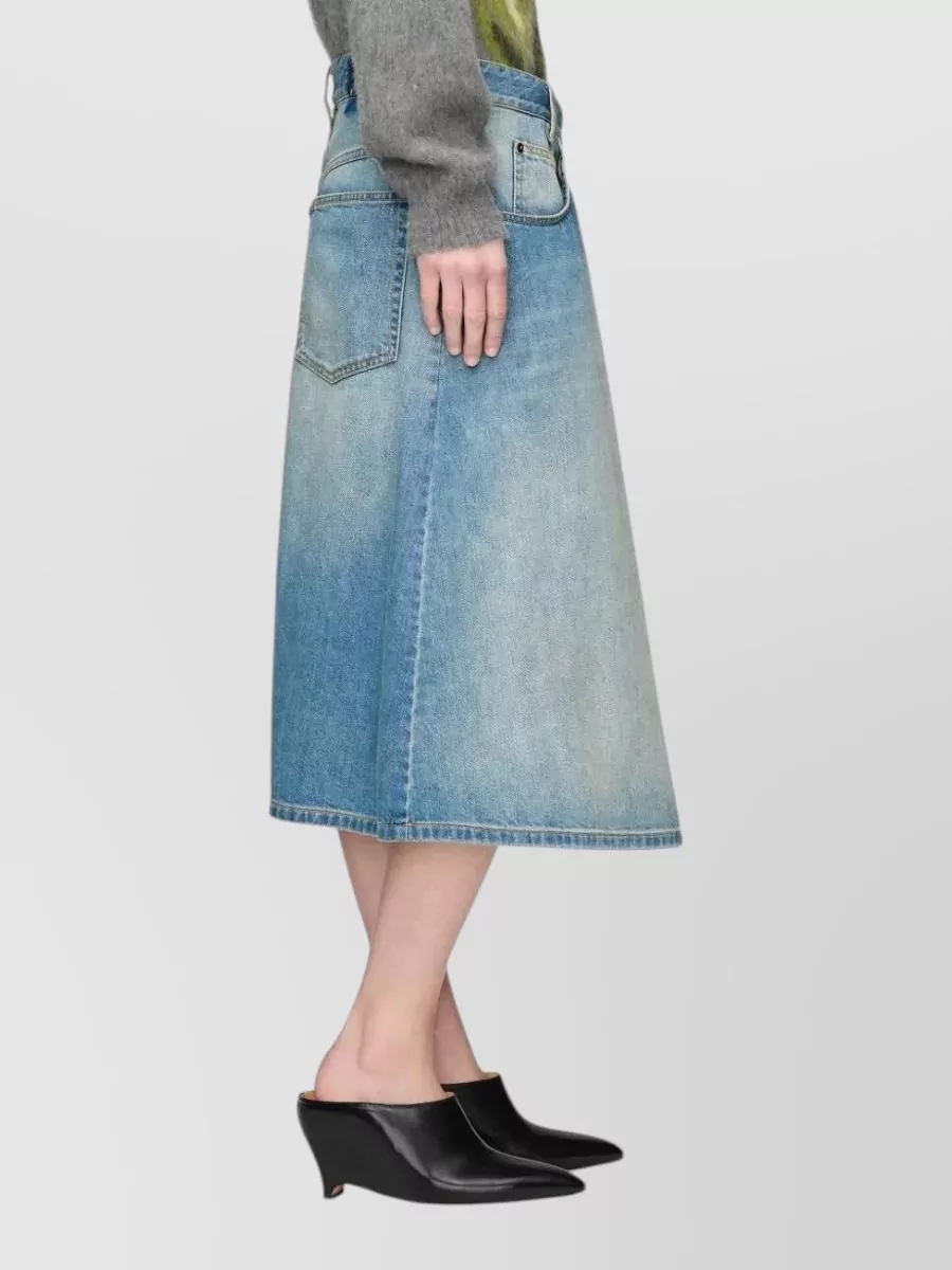 Maison Margiela Denim Asymmetric Wrap Midi Skirt
