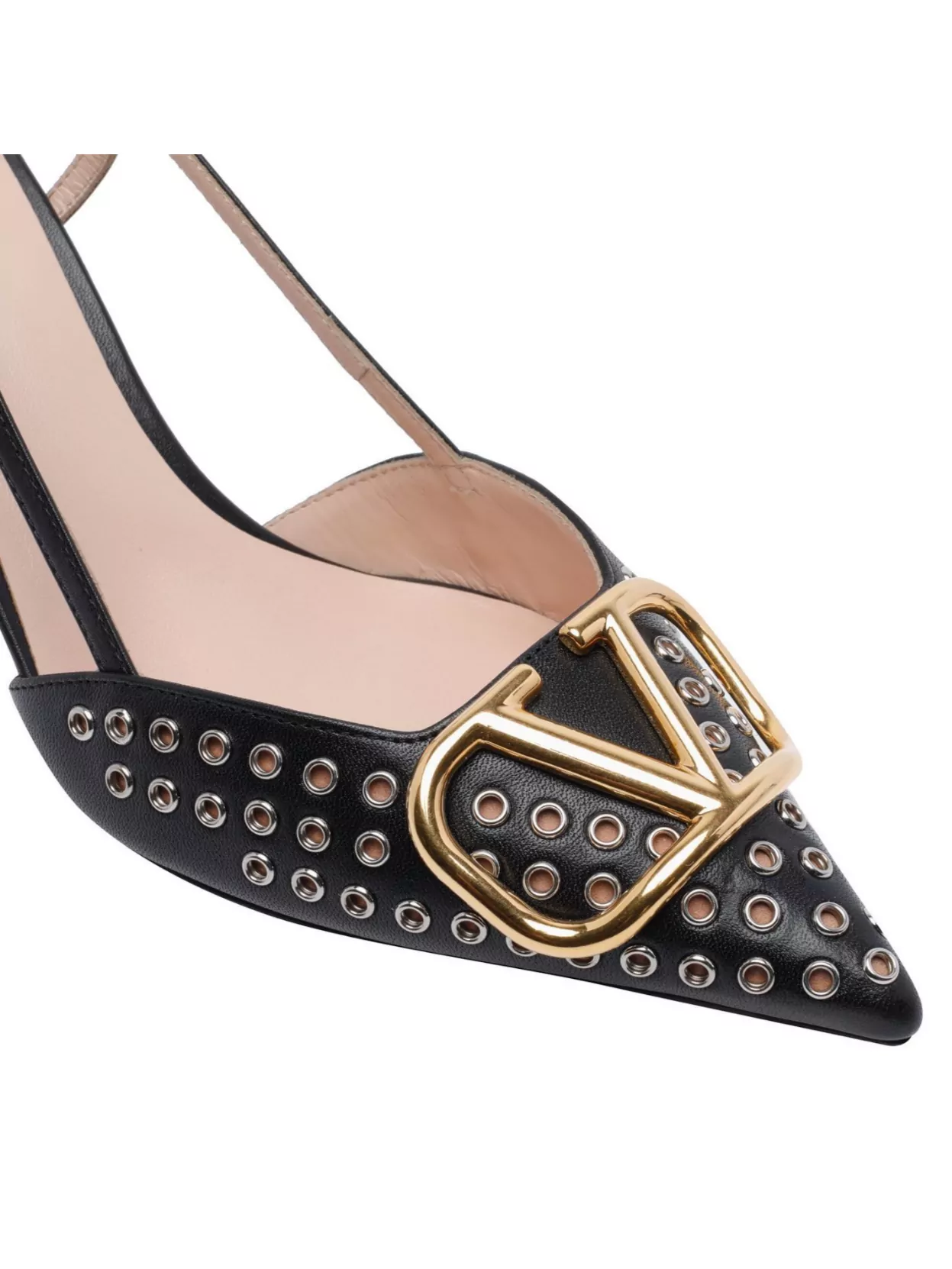 Valentino Garavani Pointed Toe Slingback Pumps Featuring Studs