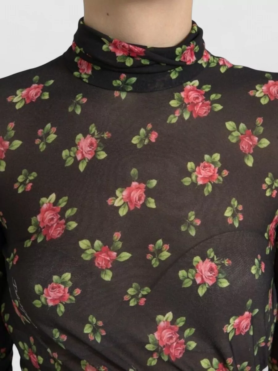 Dolce&Gabbana Silk floral-print cutout long-sleeve midi dress