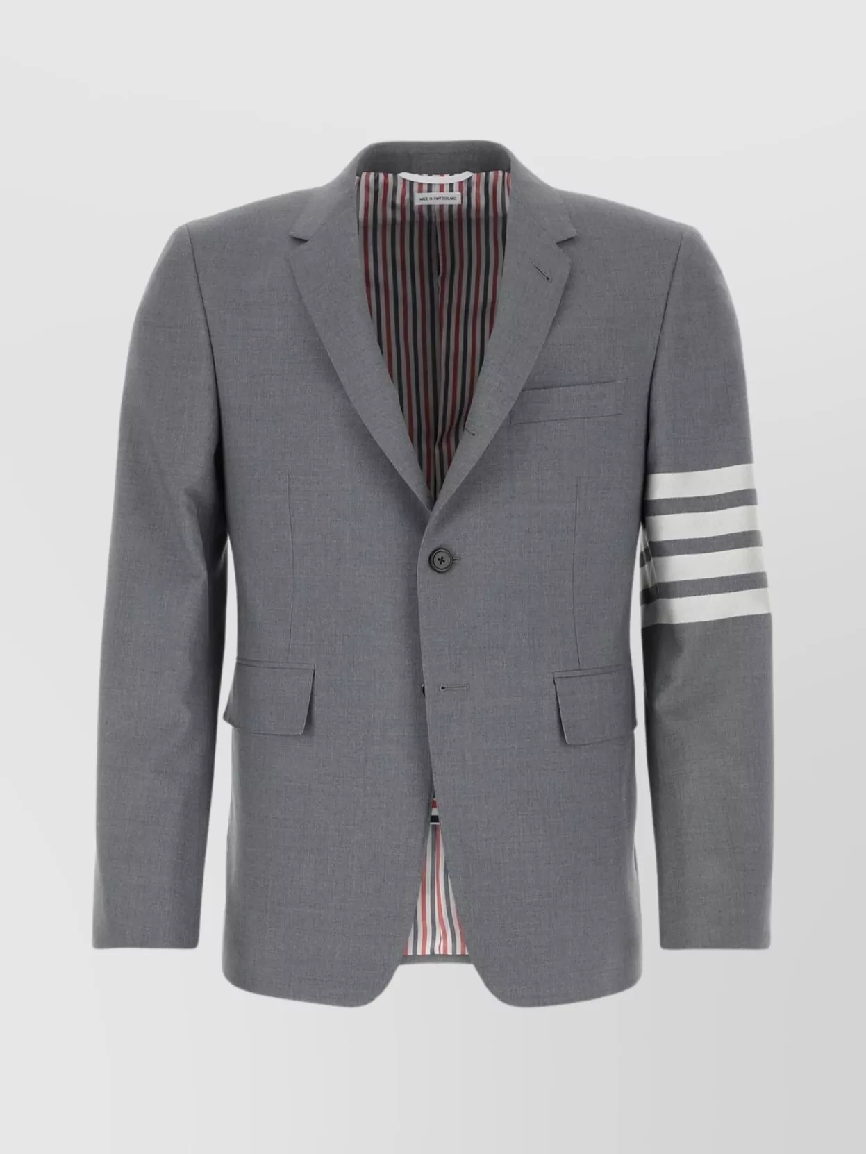 Shop Thom Browne Sharp Wool Blazer With Notched Lapels In Grey
