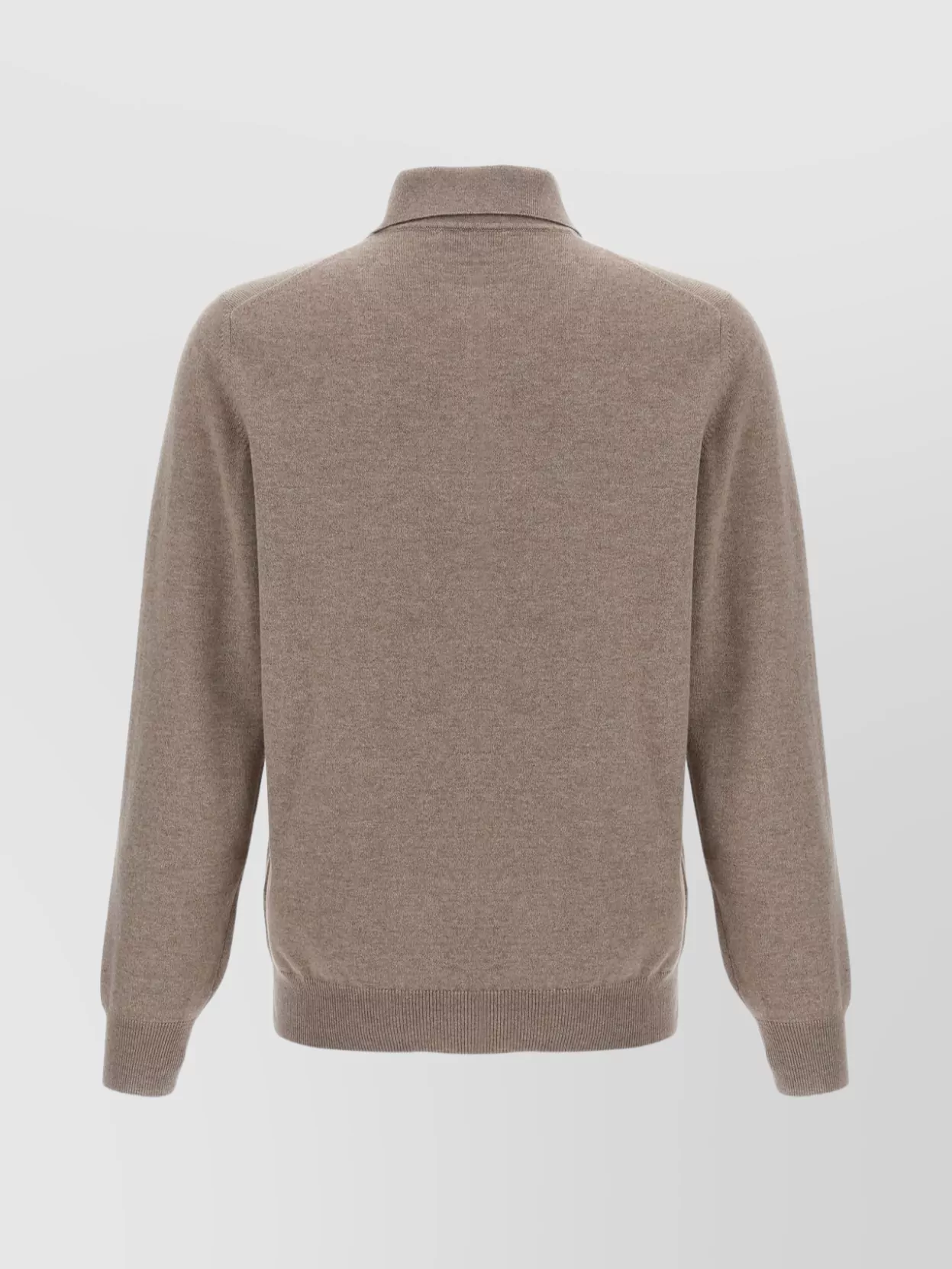 Brunello Cucinelli Cashmere Polo Ribbed Collar Cuffs Hem In Brown