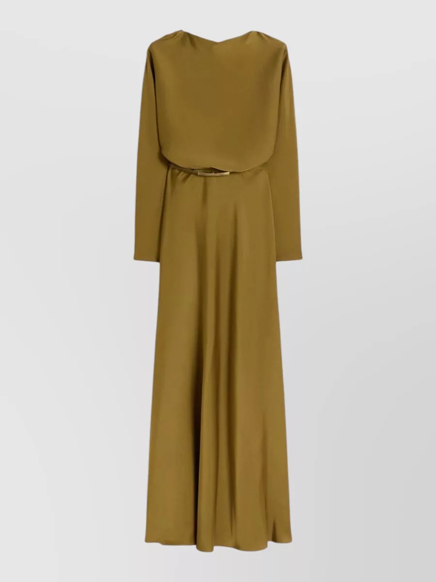 S Max Mara Msepentola Satin Dress Draped Back Belt