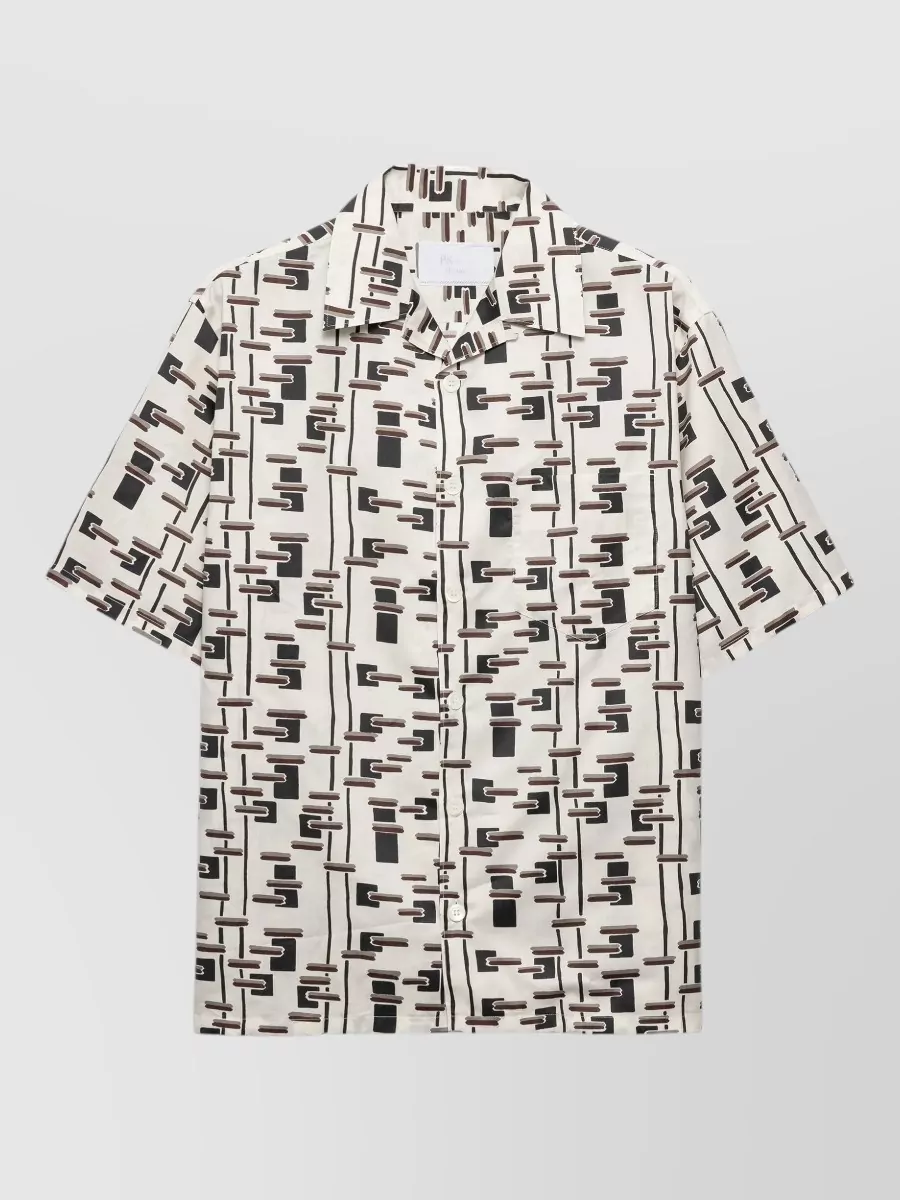 Prada silk cotton patterned short-sleeve bowling shirt