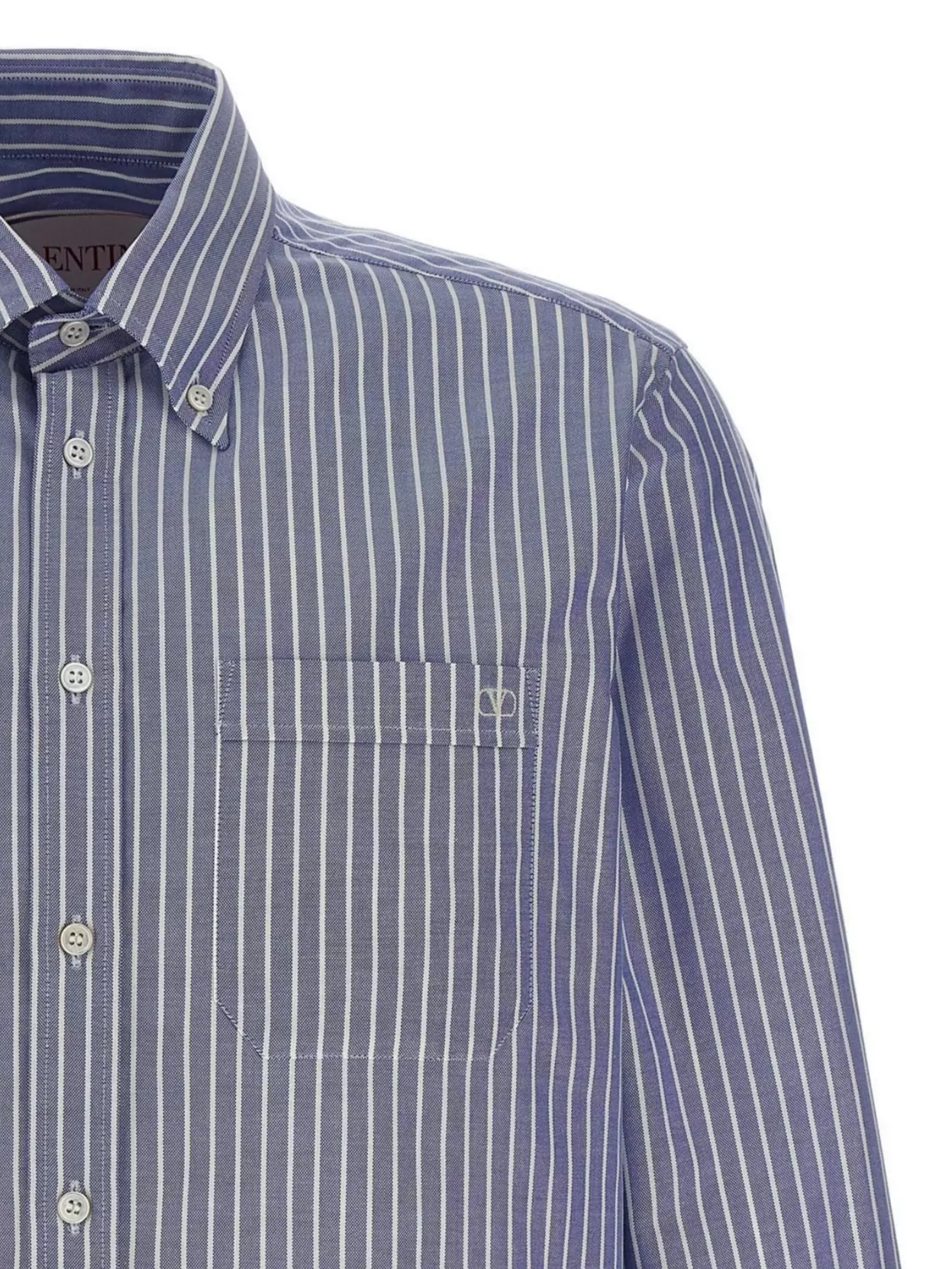 VALENTINO LOGO SHIRT WITH VERTICAL STRIPES AND FRONT POCKET