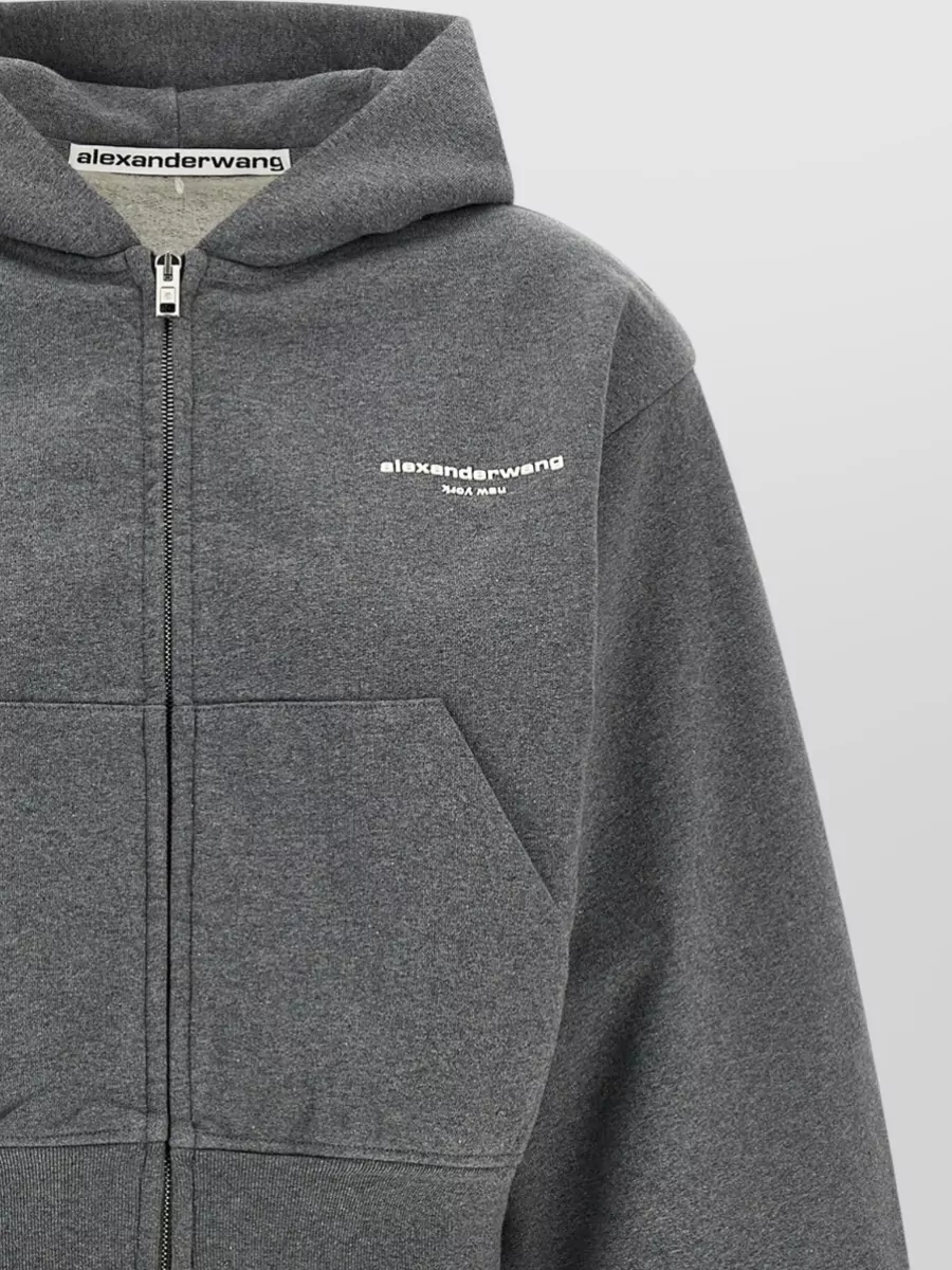 Alexander Wang Cotton Cropped Zip-Up Hoodie