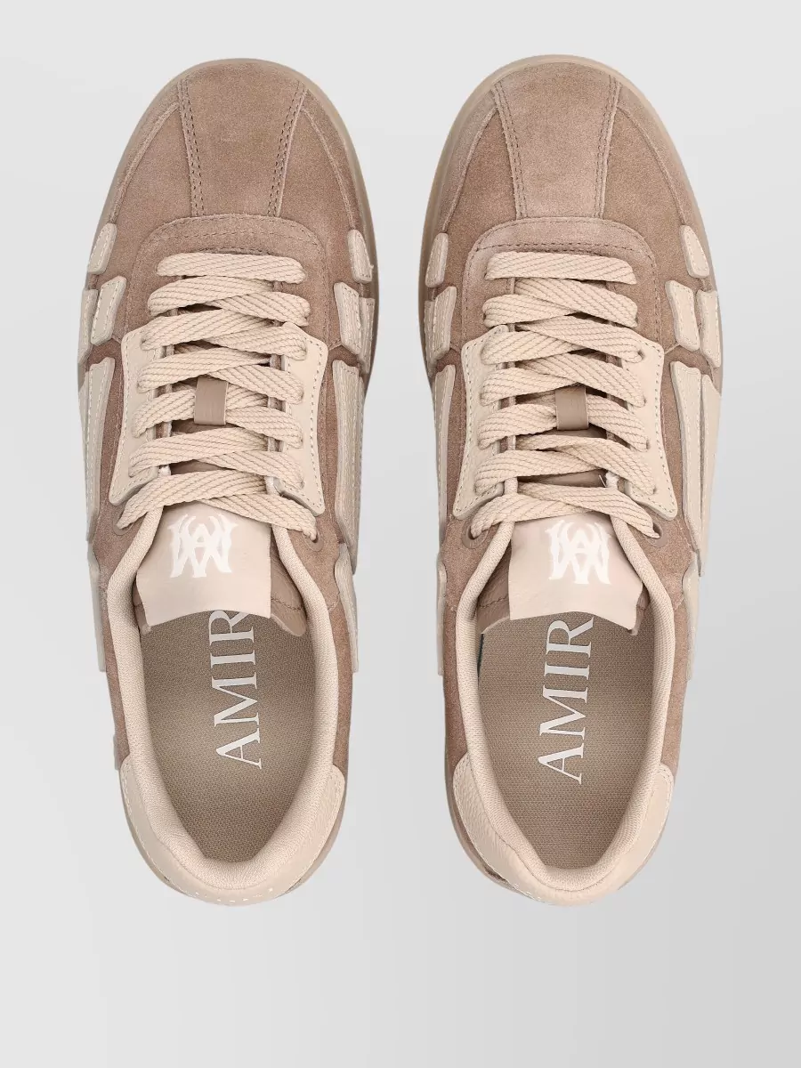 Amiri Pacific Bones Low-Top Suede Sneakers